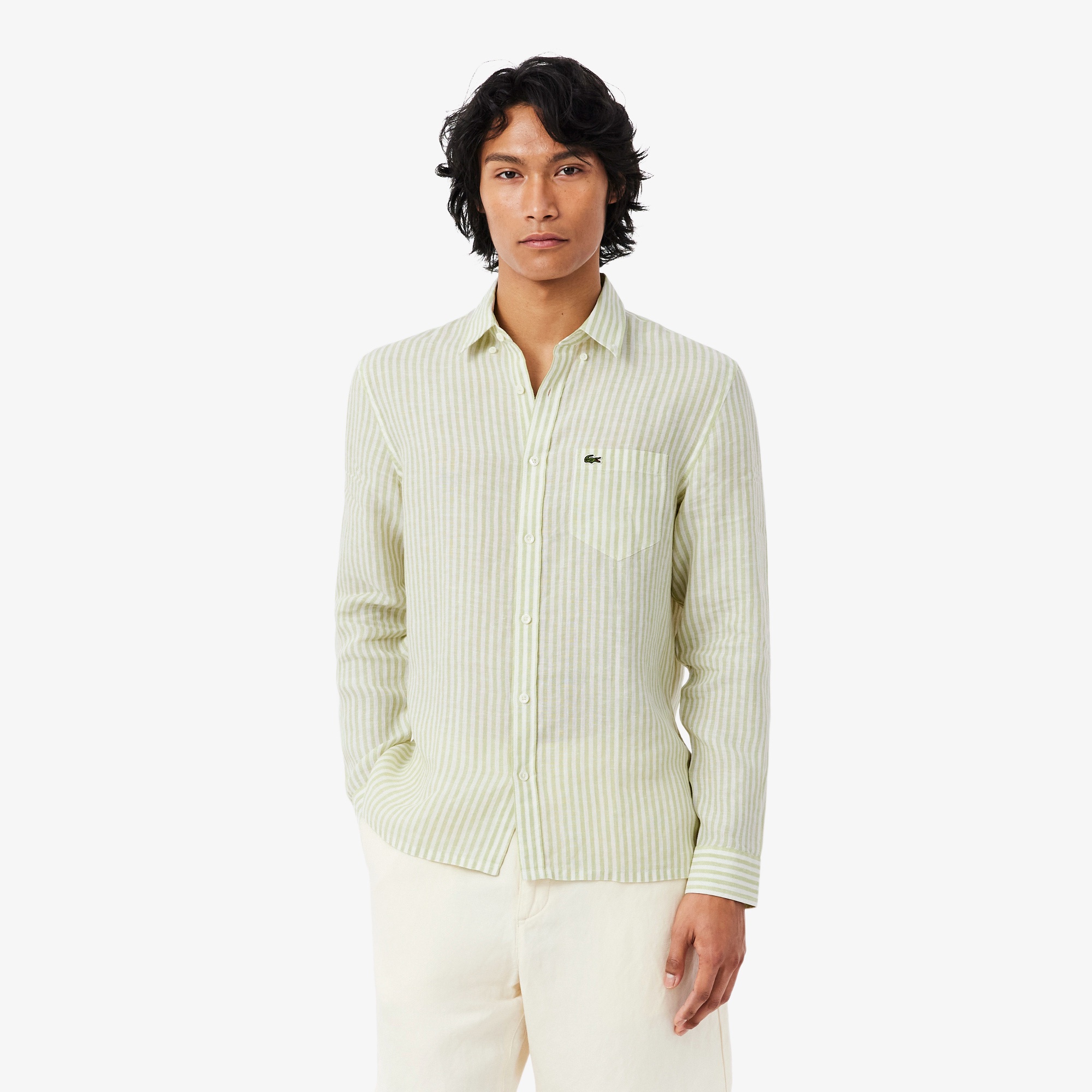 リネンストライプシャツ