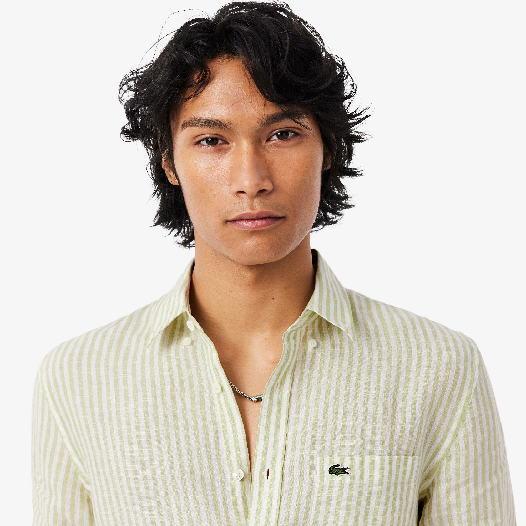 リネンストライプシャツ