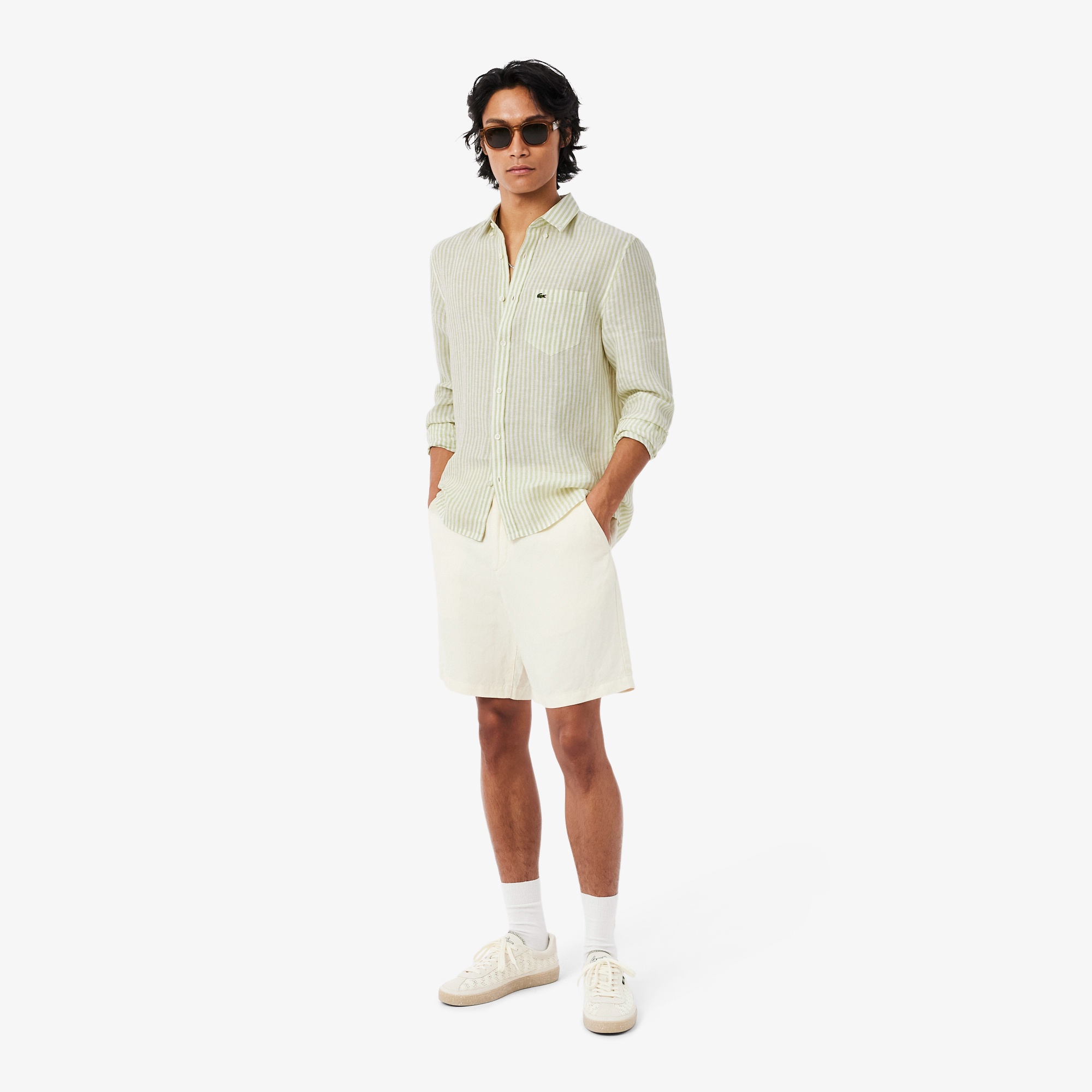 リネンストライプシャツ