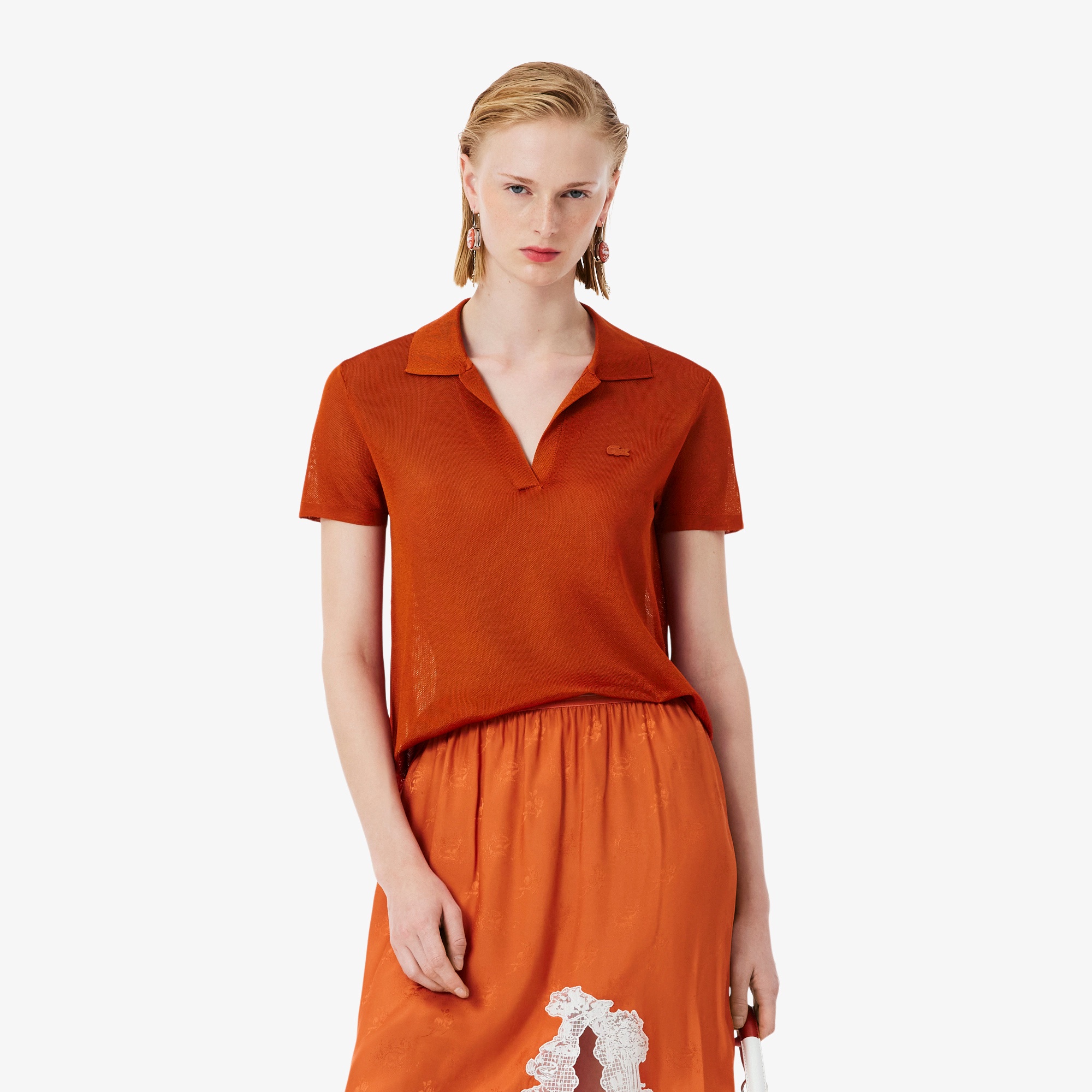 『SS26 Fashion Show』 スリムフィットサテン鹿の子ポロシャツ