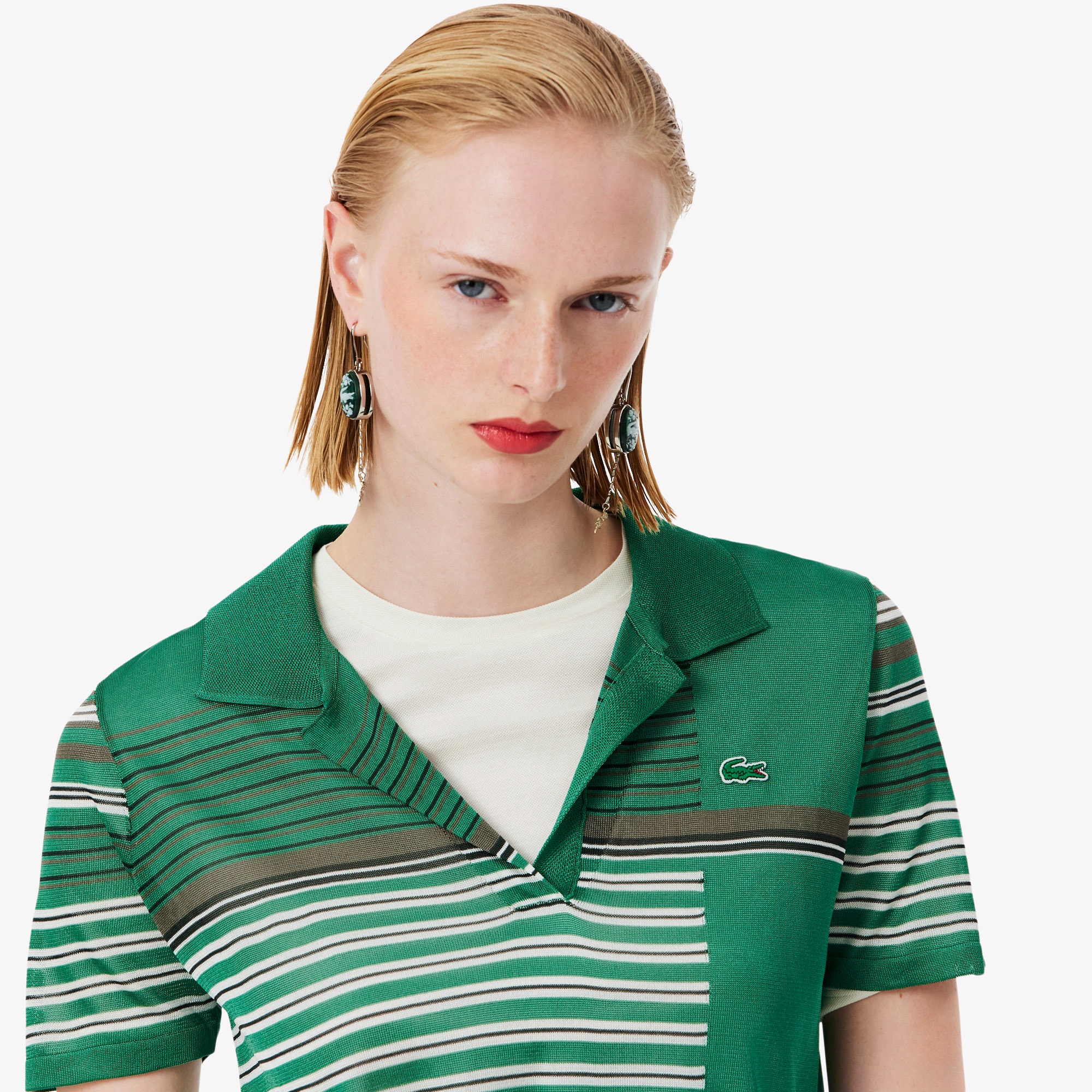 『SS26 Fashion Show』 ランダムボーダーサテン鹿の子ポロシャツ