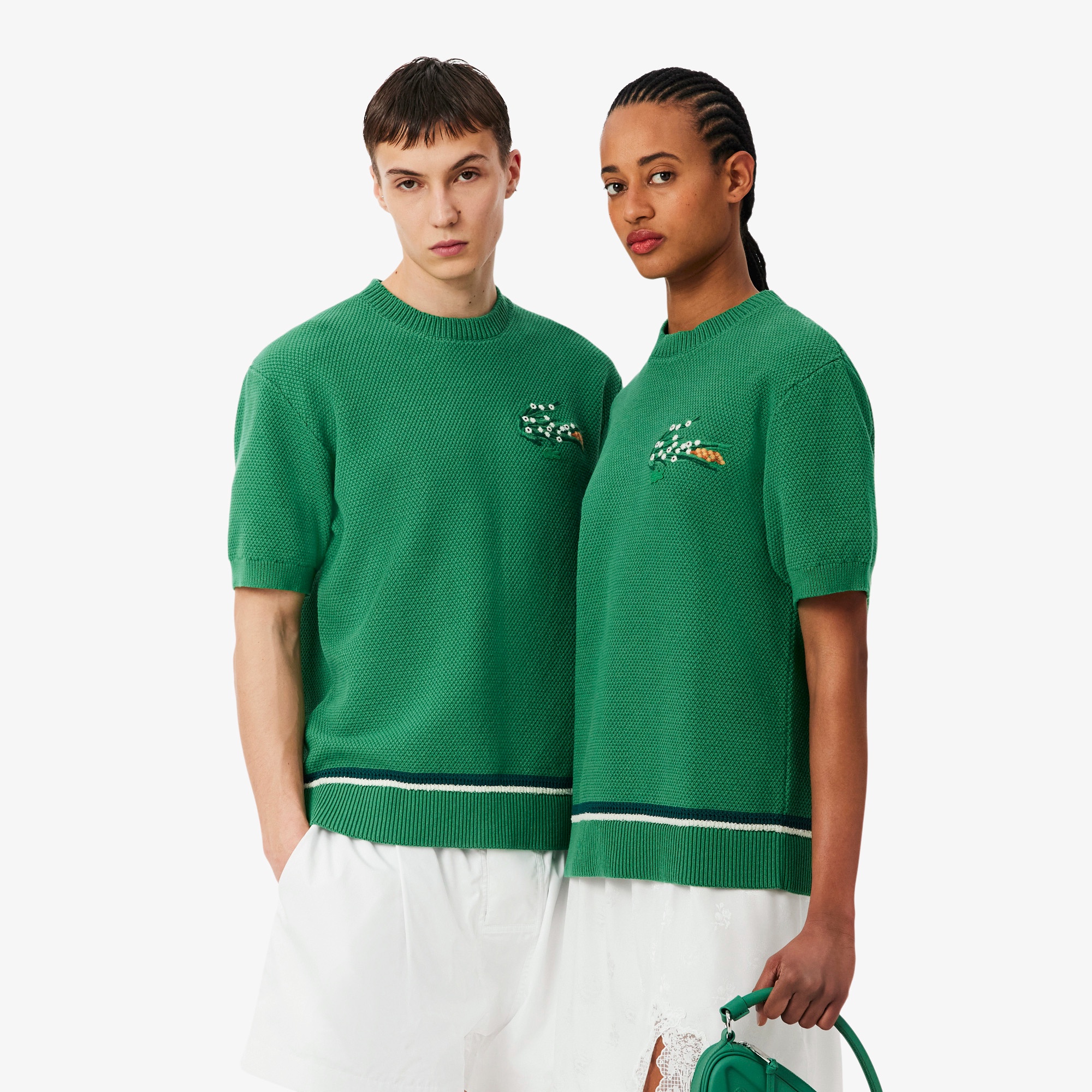 『SS26 Fashion Show』  フローラルワニロゴステッチダブル鹿の子ニットTシャツ