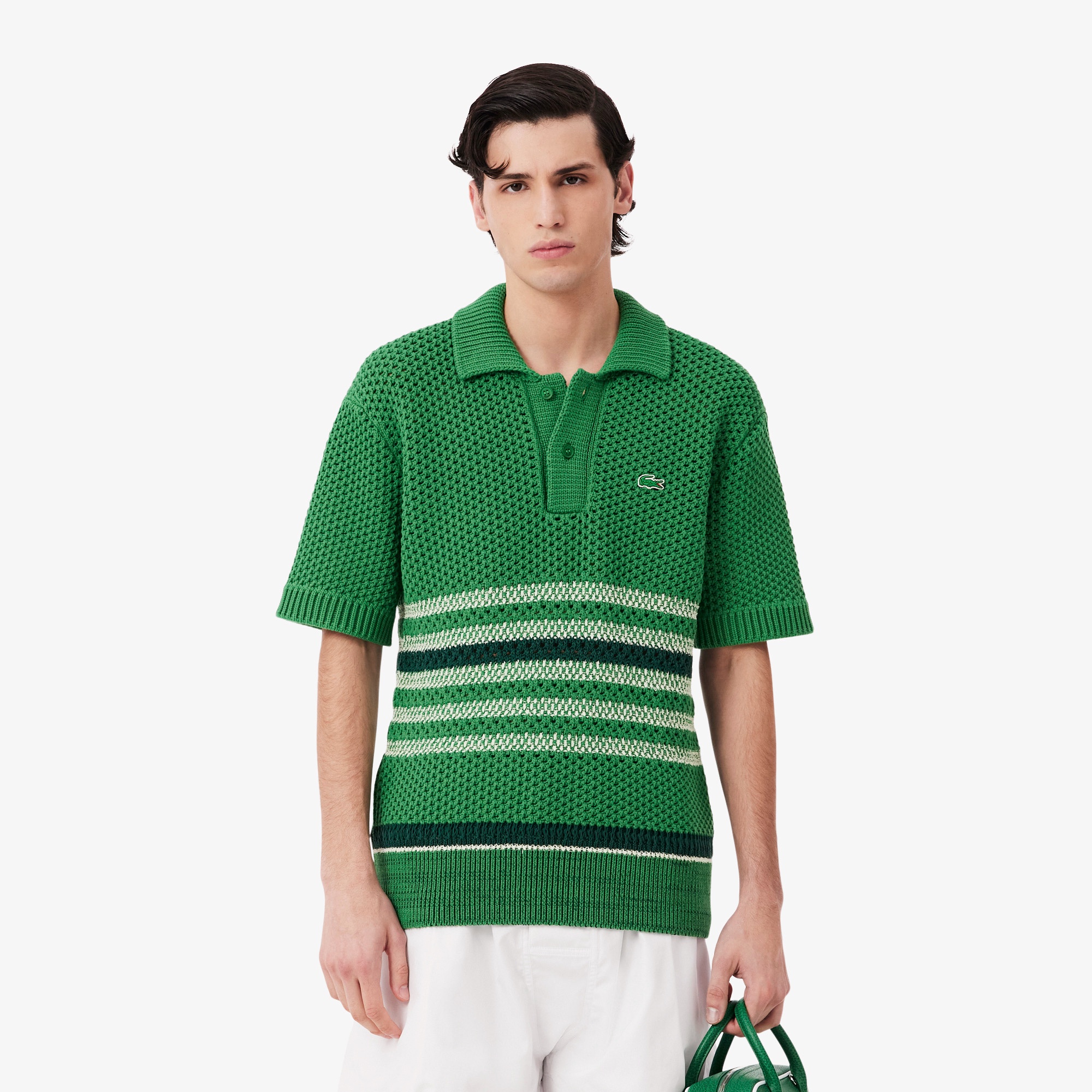 『SS26 Fashion Show』 レースボーダーポロカラーセーター