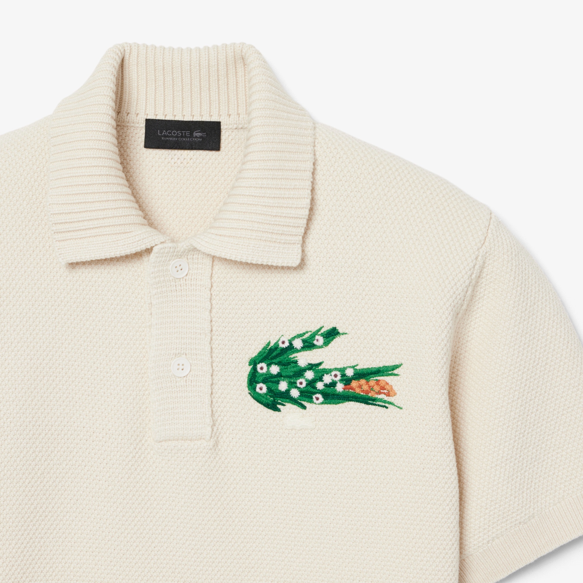 『SS26 Fashion Show』 フローラルワニロゴ鹿の子ポロカラーニット
