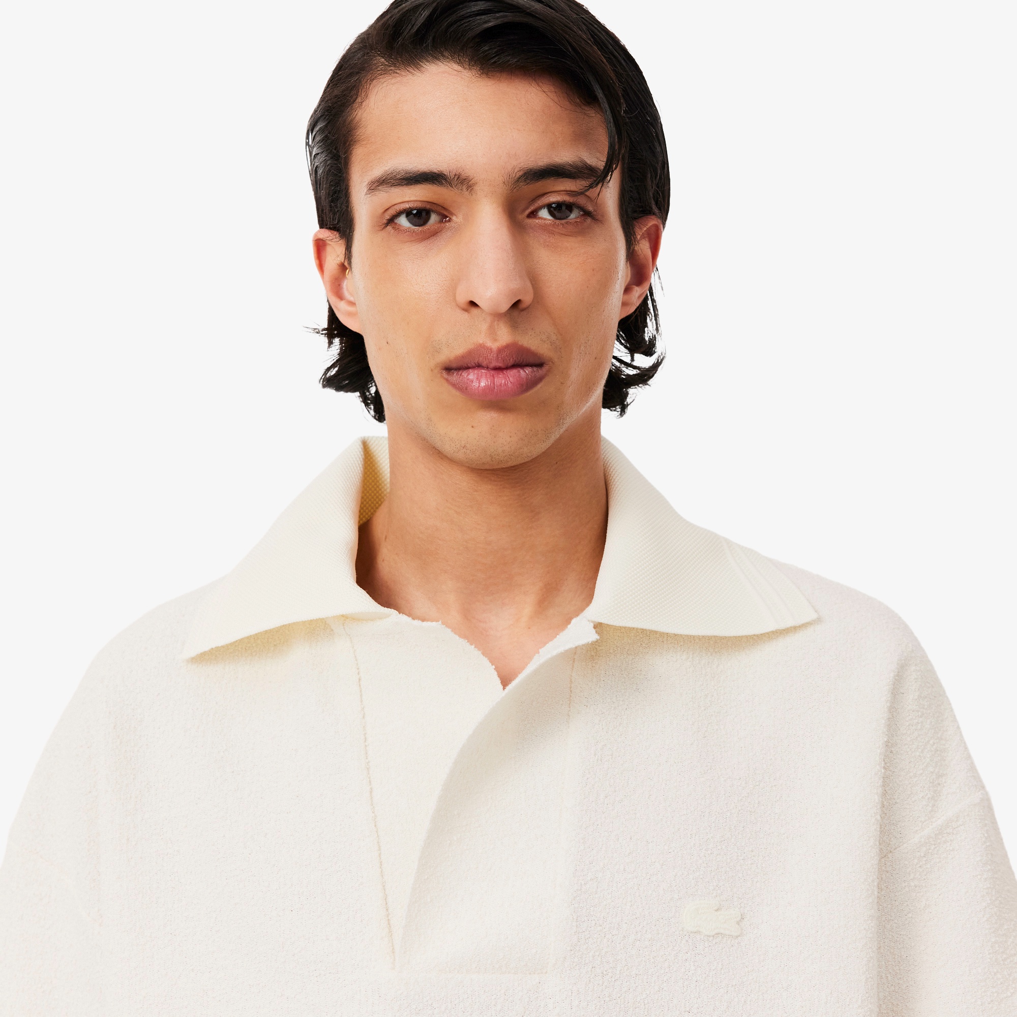 『SS26 Fashion Show』 パイル調ニット オープンカラーポロシャツ