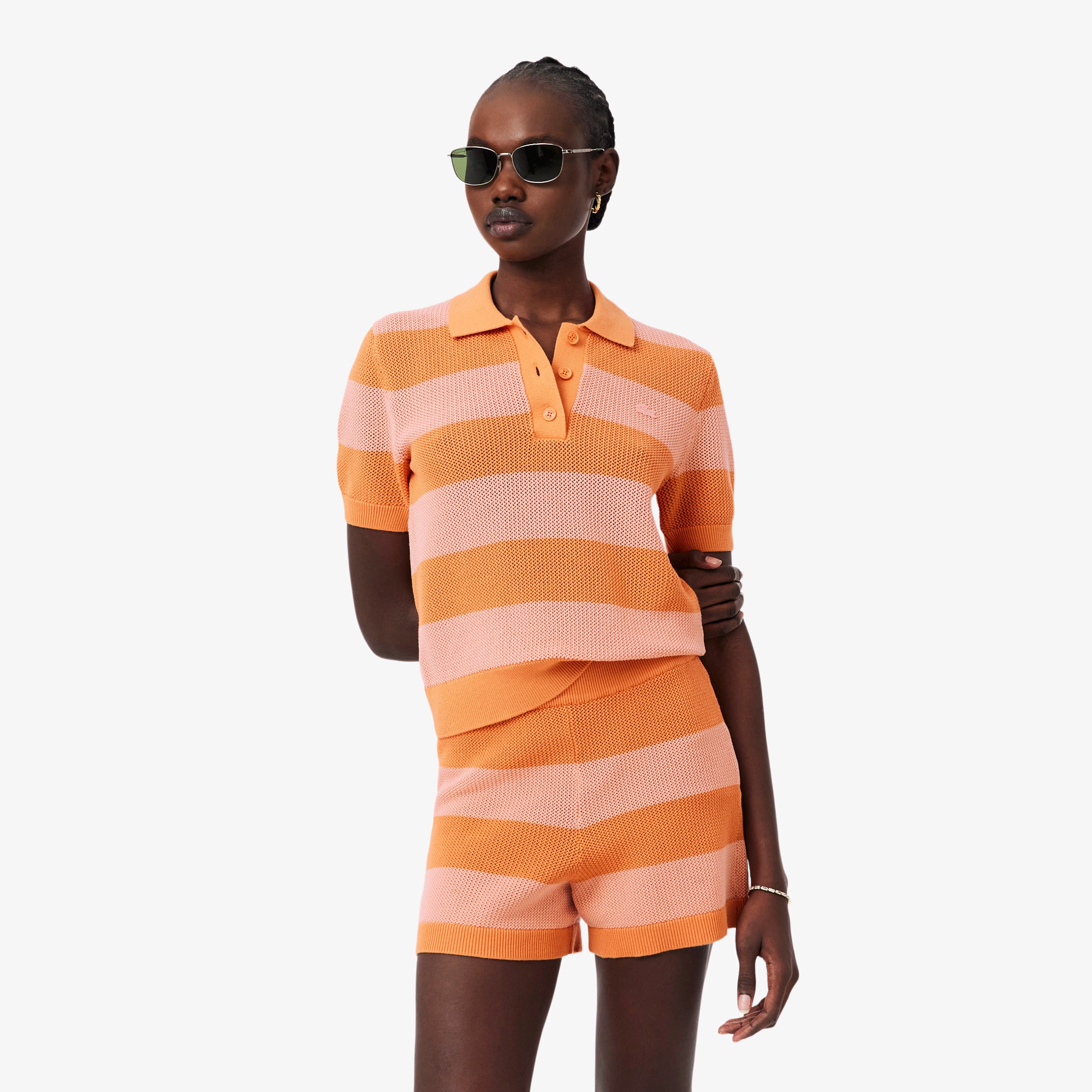 ファットボーダーメッシュニットポロシャツ