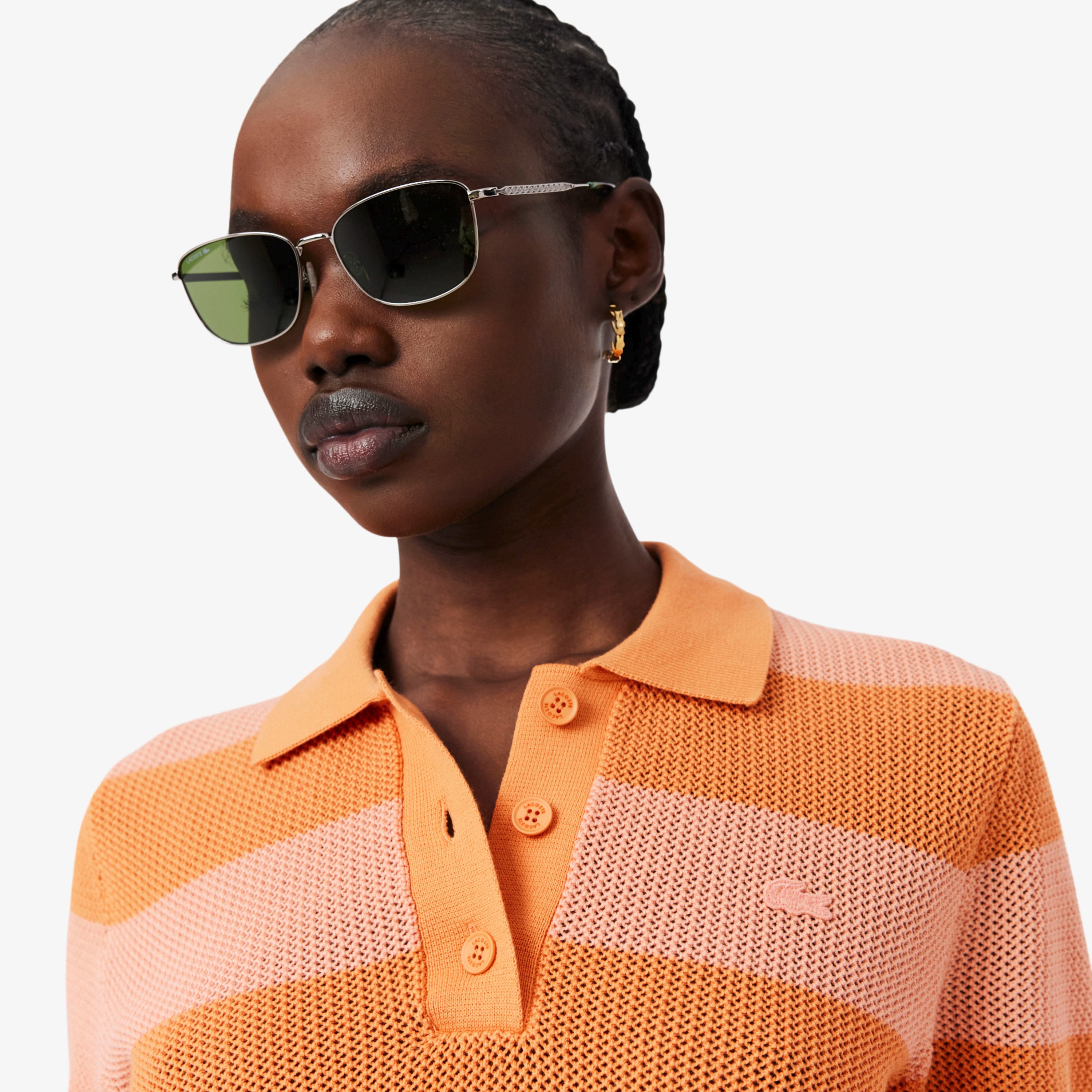 ファットボーダーメッシュニットポロシャツ