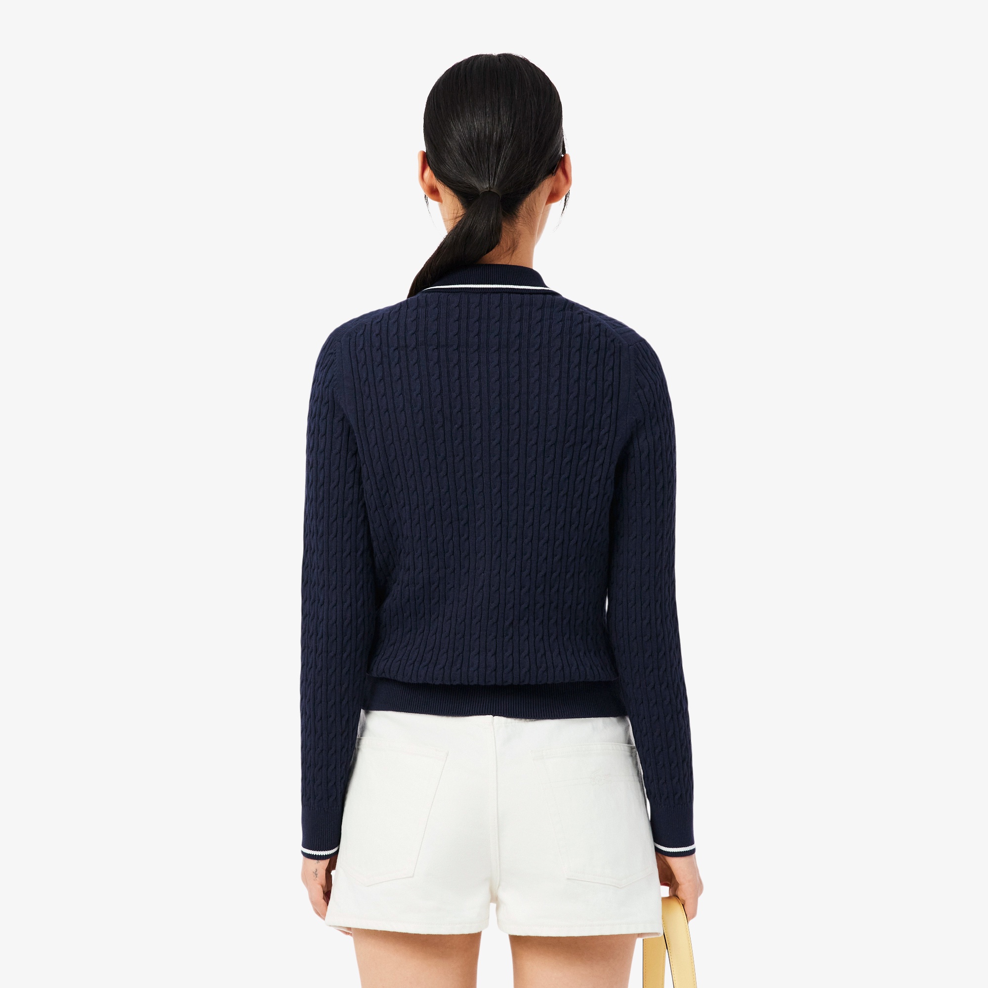 ライン入りケーブルニットカーディガン