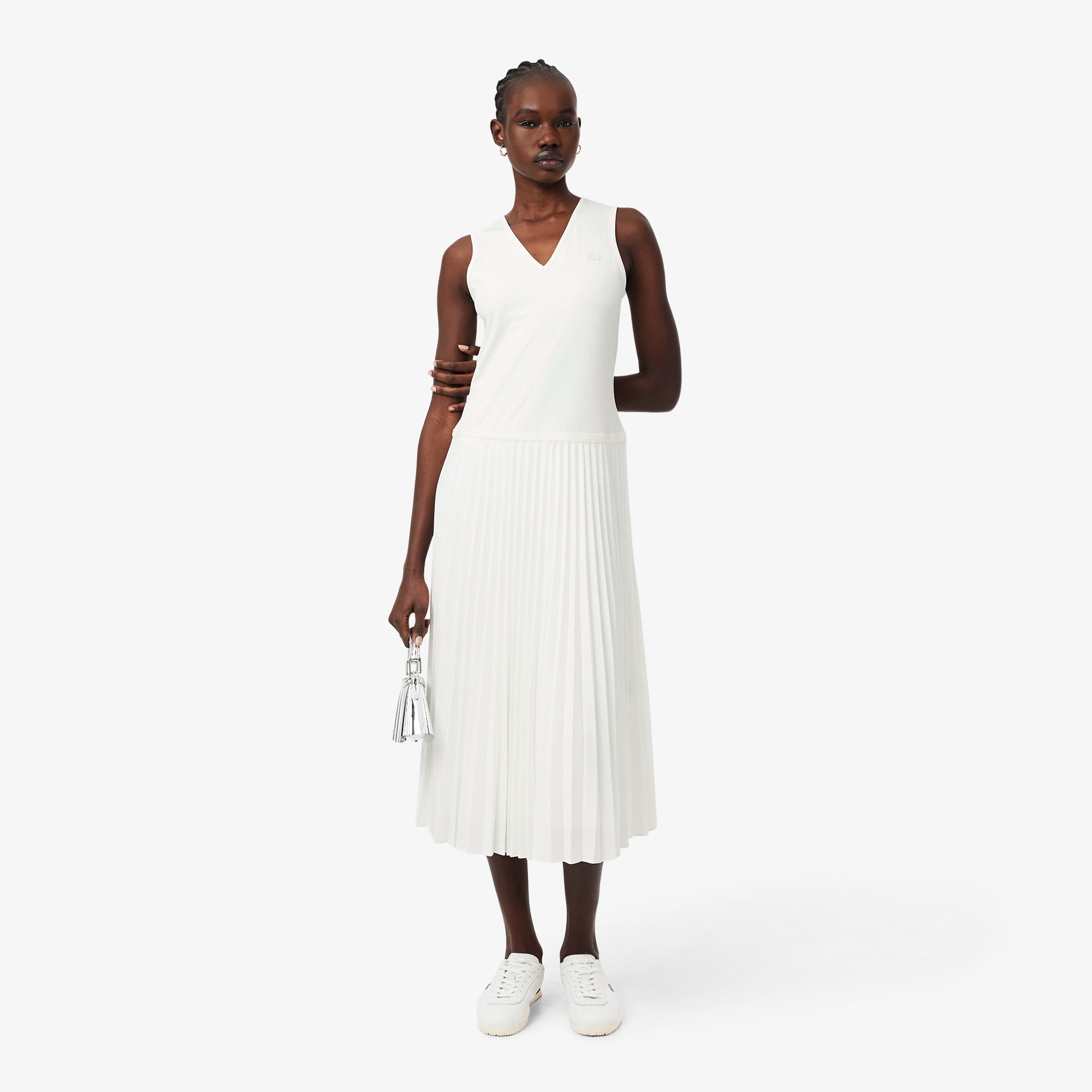 スリーブレスプリーツロングドレス