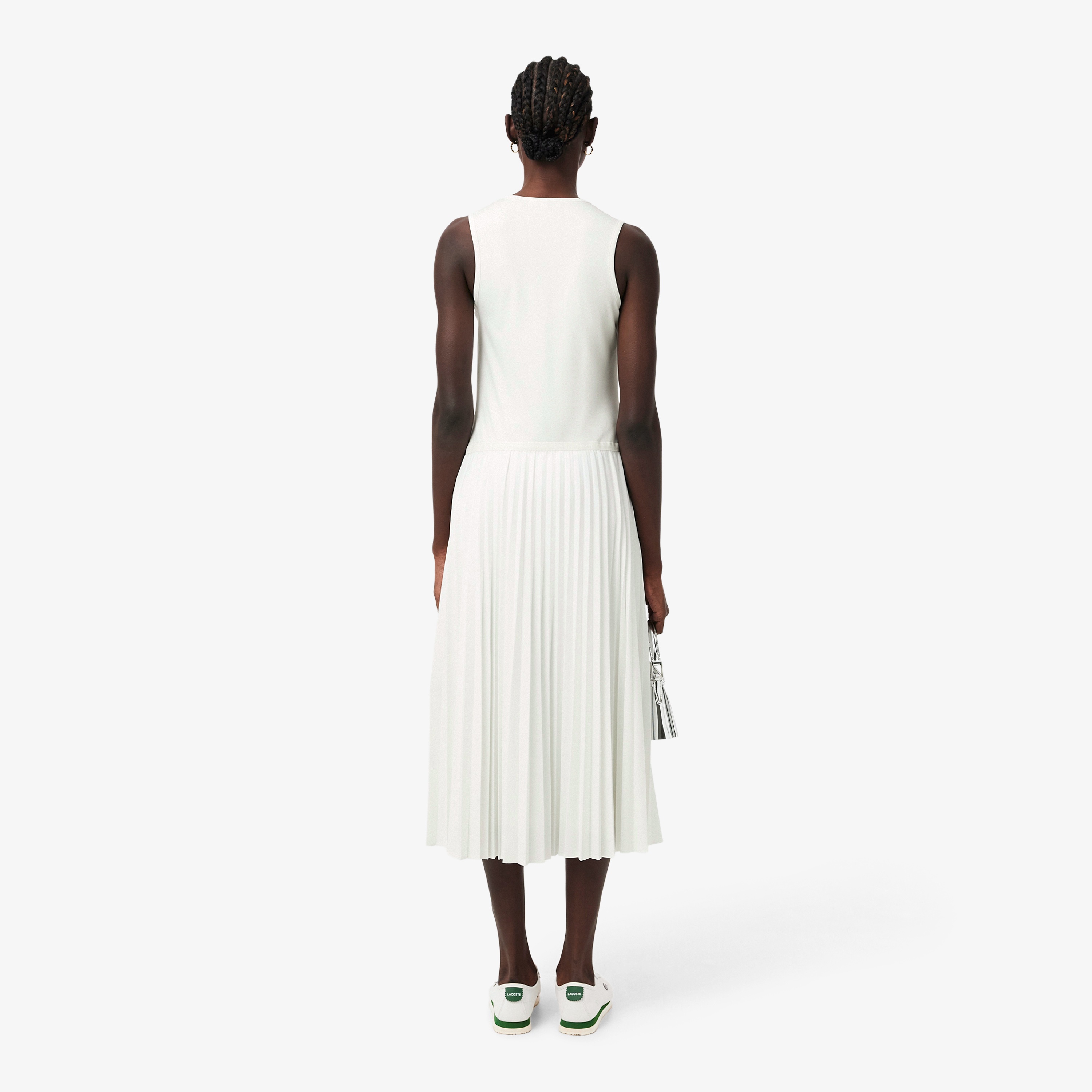 スリーブレスプリーツロングドレス