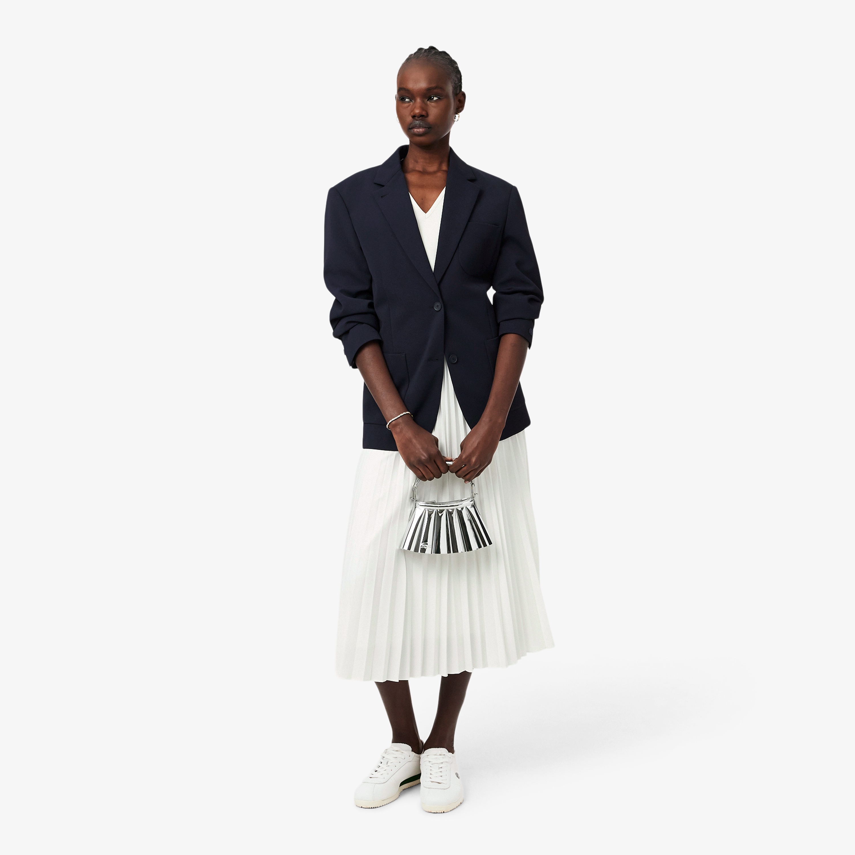 スリーブレスプリーツロングドレス