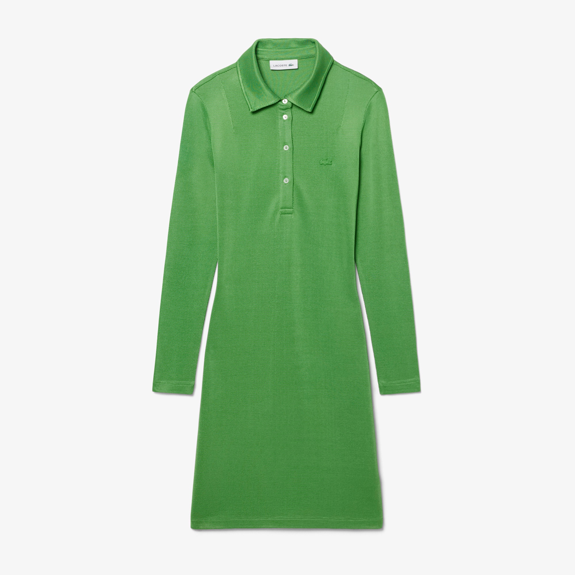 サテンタッチ鹿の子地ポロドレス