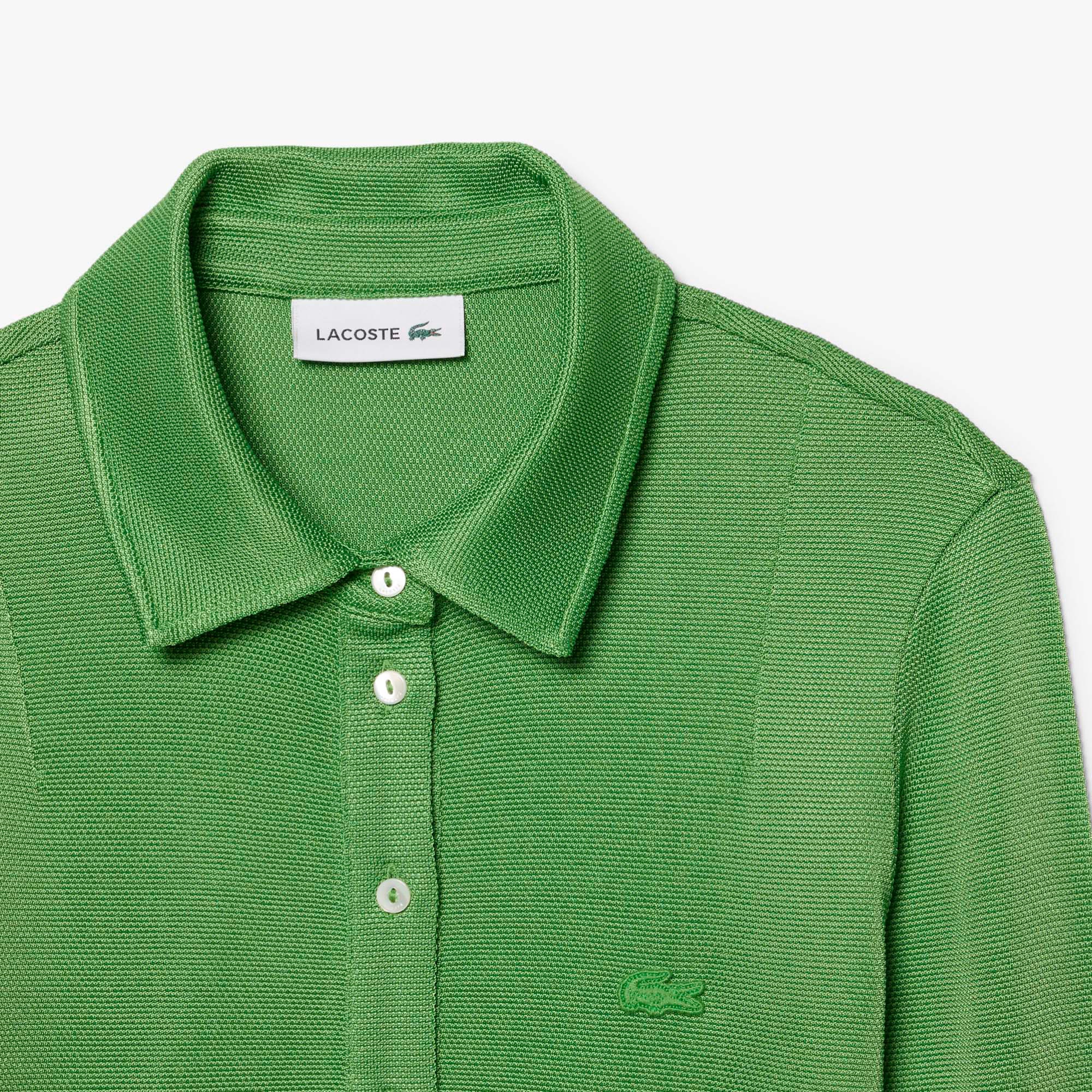 サテンタッチ鹿の子地ポロドレス