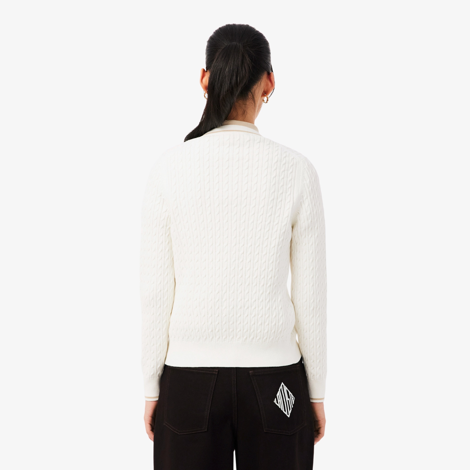 ライン入りケーブルニットカーディガン