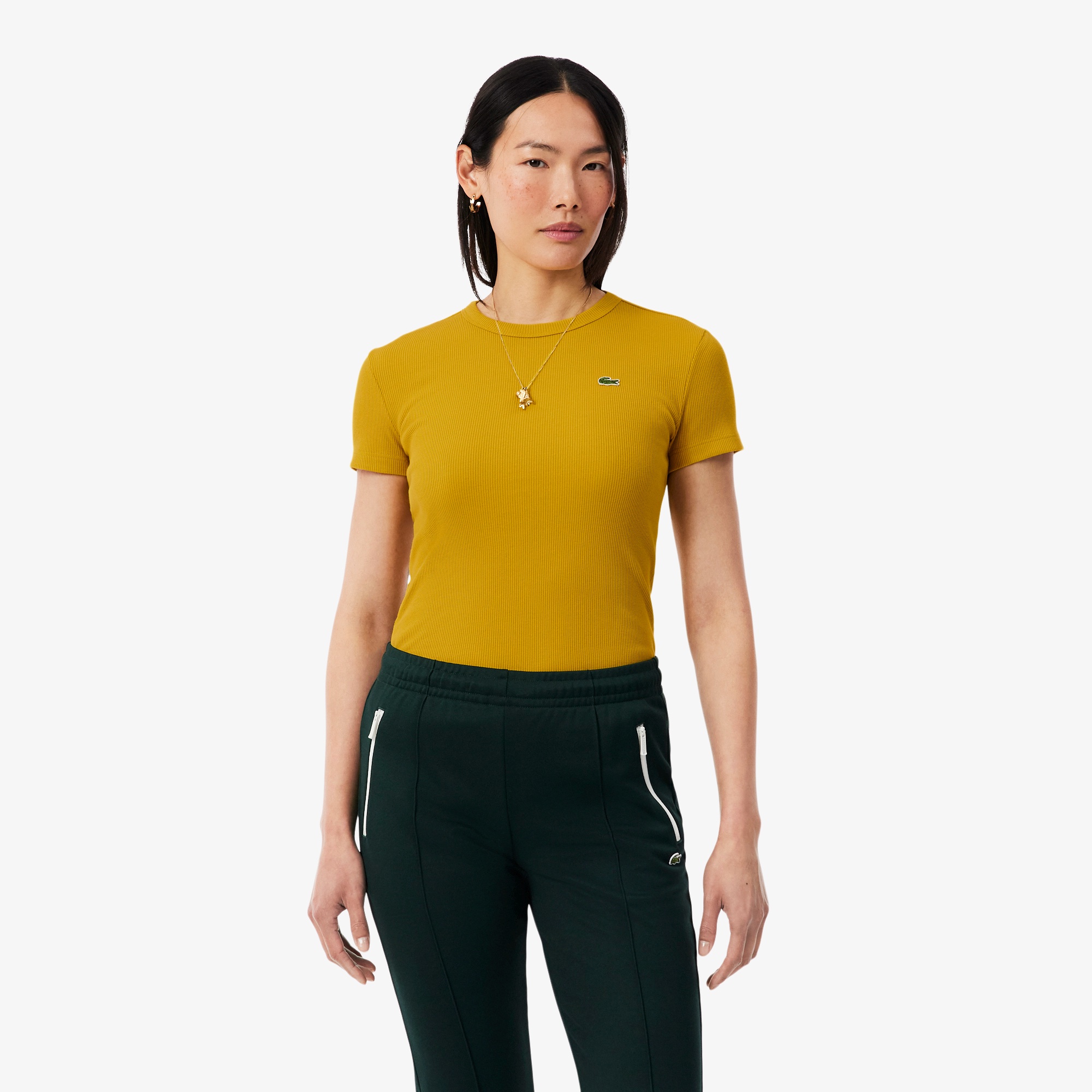 タイトフィットリブニットTシャツ
