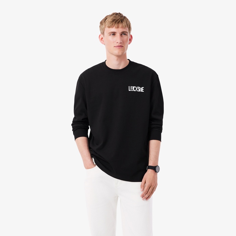 ブランドネームロゴグラフィックバックプリントロングスリーブTシャツ