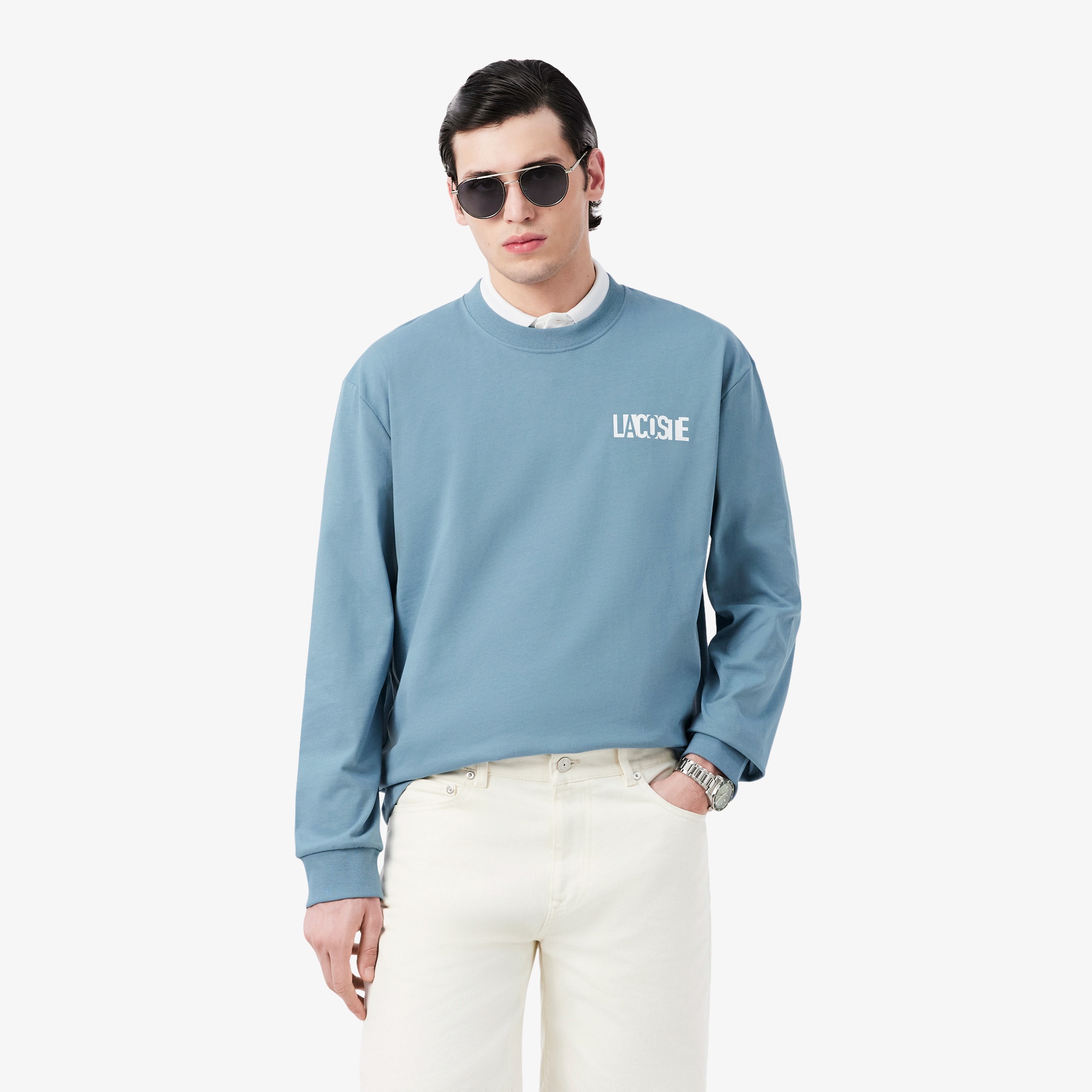 ブランドネームロゴグラフィックバックプリントロングスリーブTシャツ