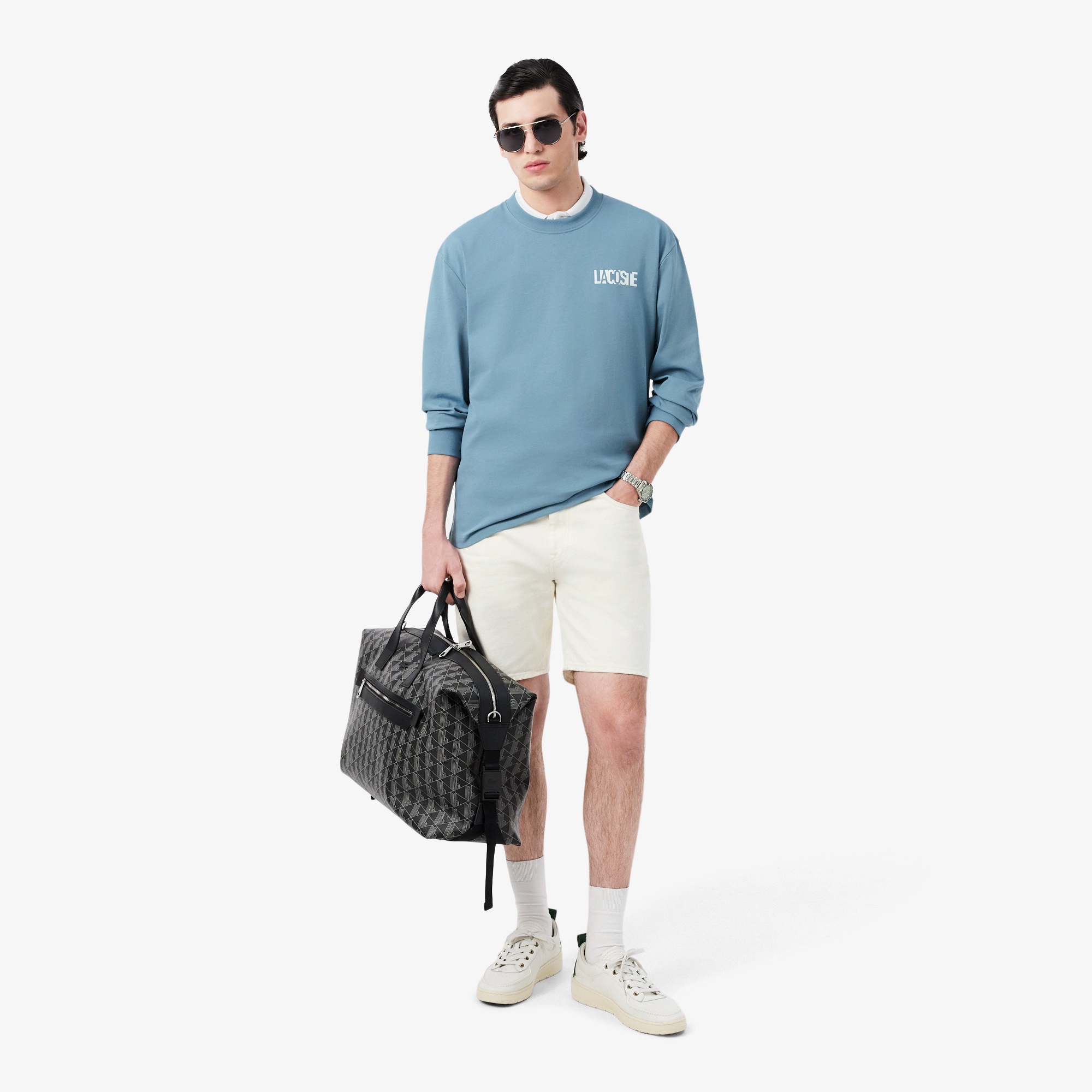 ブランドネームロゴグラフィックバックプリントロングスリーブTシャツ