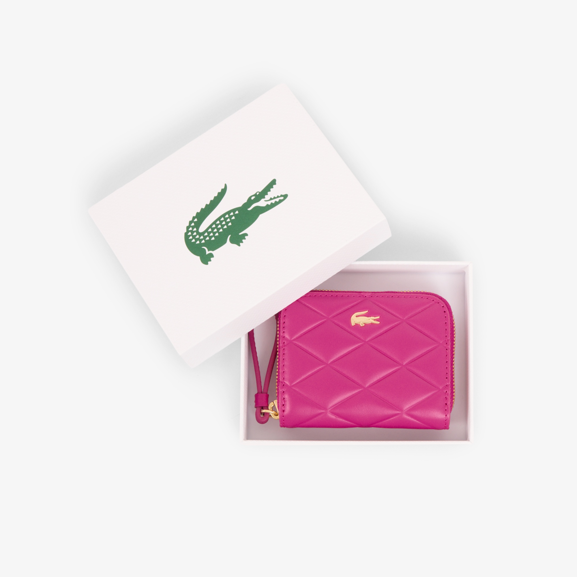 クロコダイル キルティングレザーラウンドジップミニウォレット