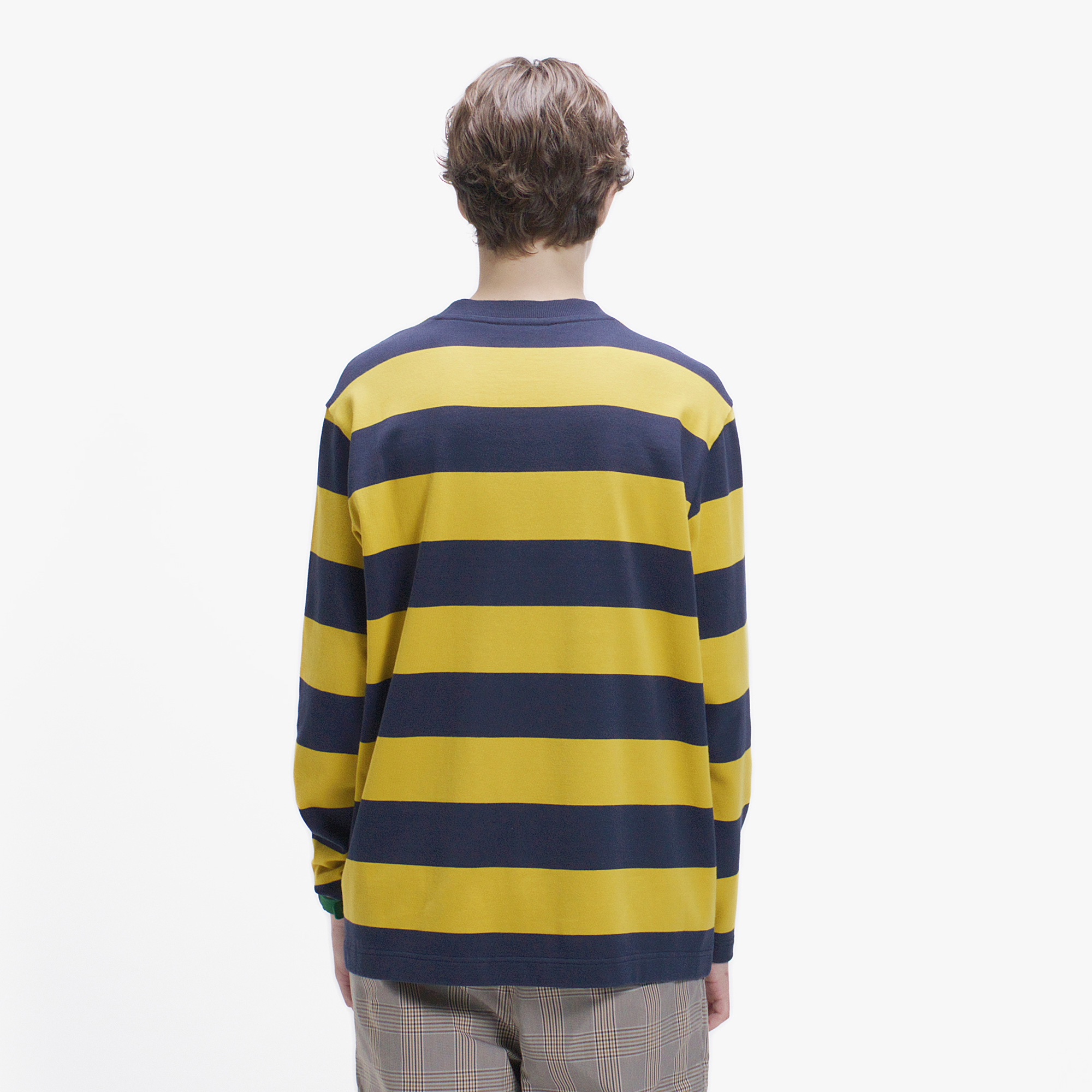 テクスチャーロゴ ボーダーロングスリーブTシャツ