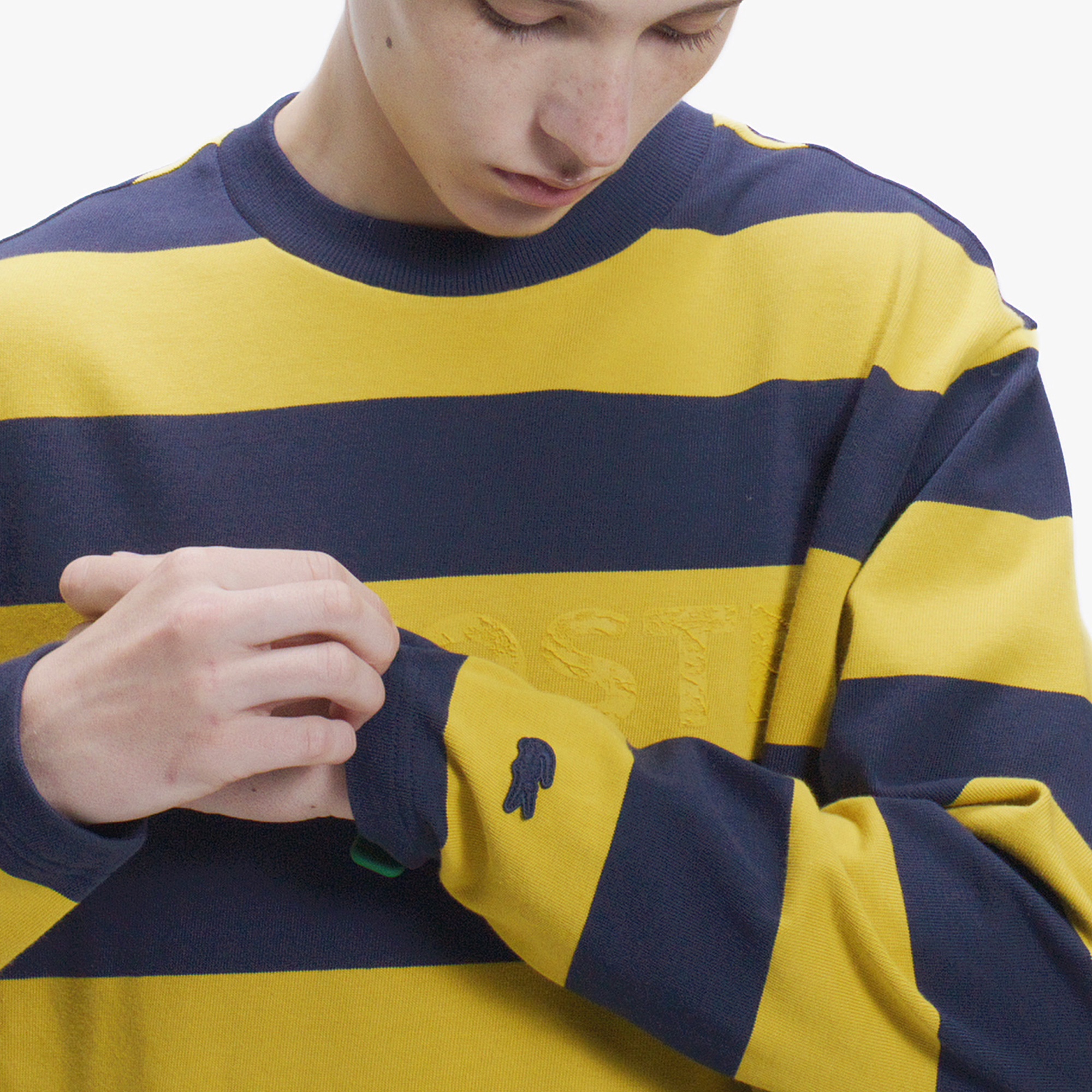テクスチャーロゴ ボーダーロングスリーブTシャツ