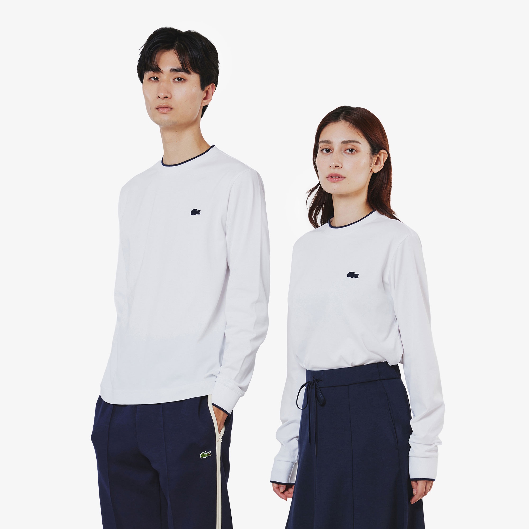 【オンライン限定】配色ラインリブ ロングスリーブ ロングTシャツ