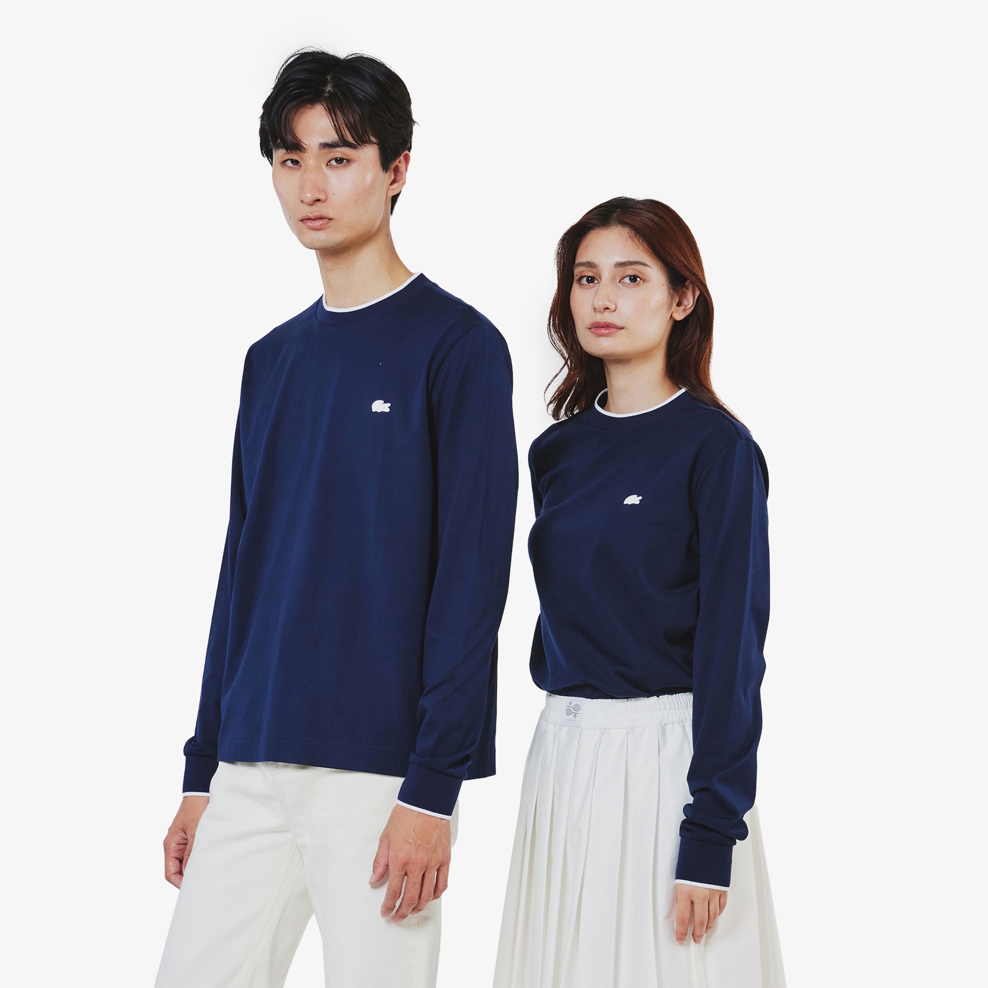 【オンライン限定】配色ラインリブ ロングスリーブ ロングTシャツ