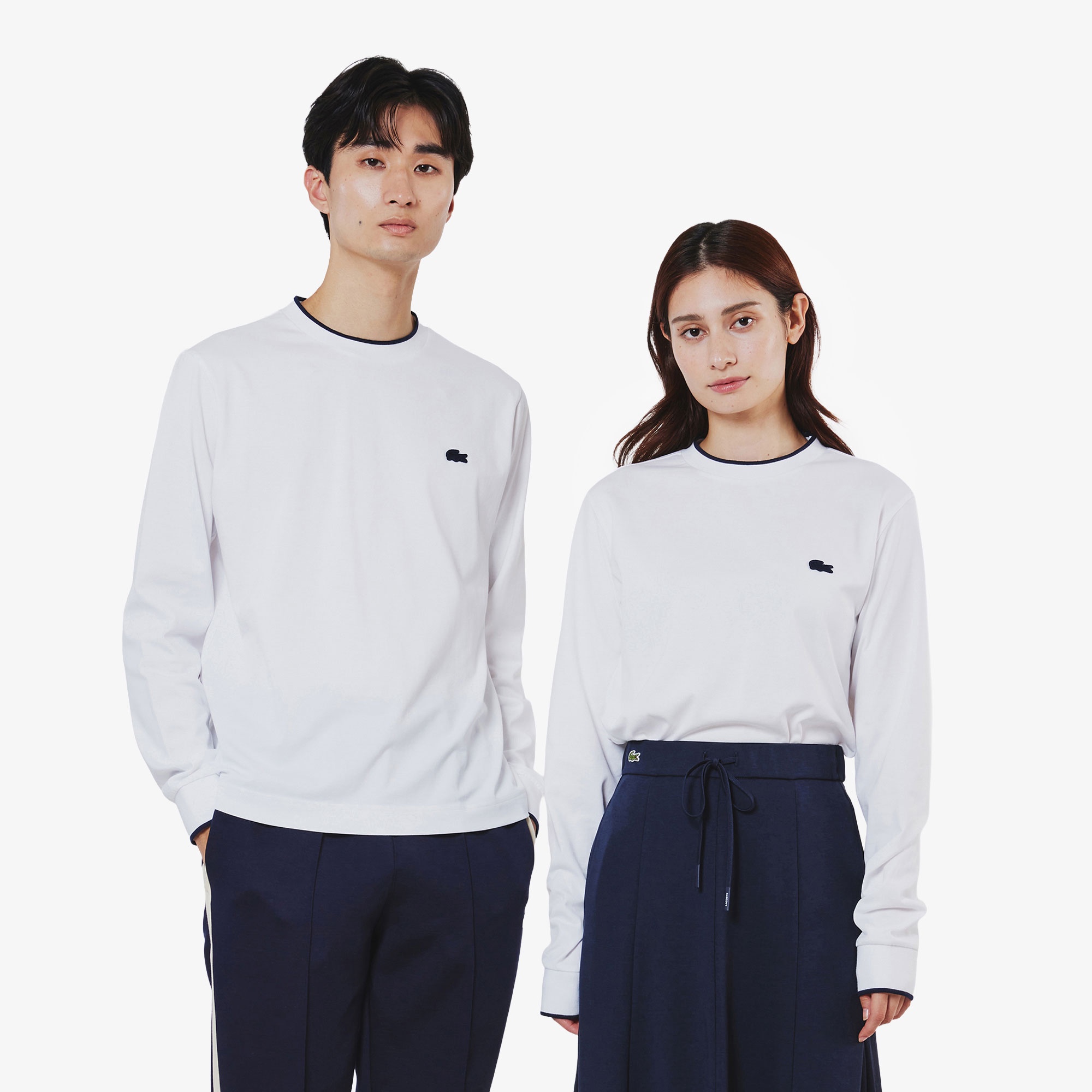 【オンライン限定】配色ラインリブ ロングスリーブ ロングTシャツ