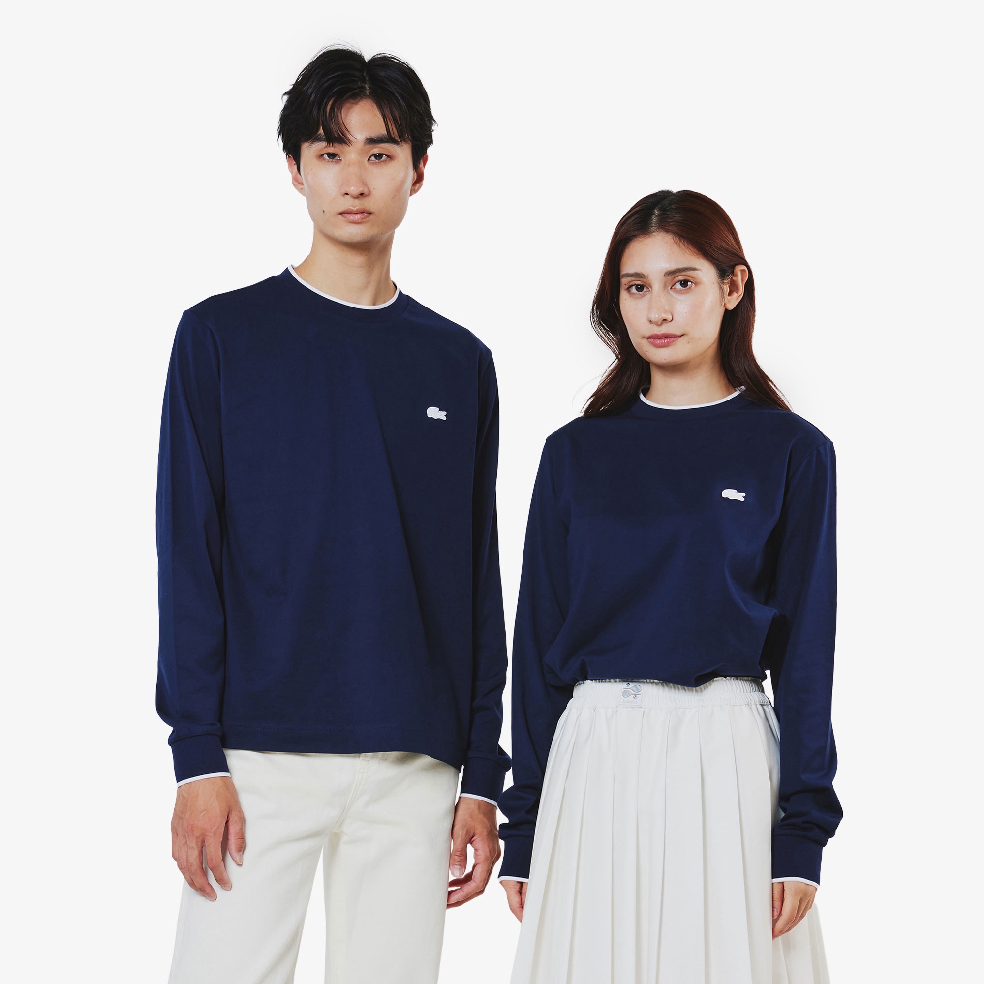 【オンライン限定】配色ラインリブ ロングスリーブ ロングTシャツ