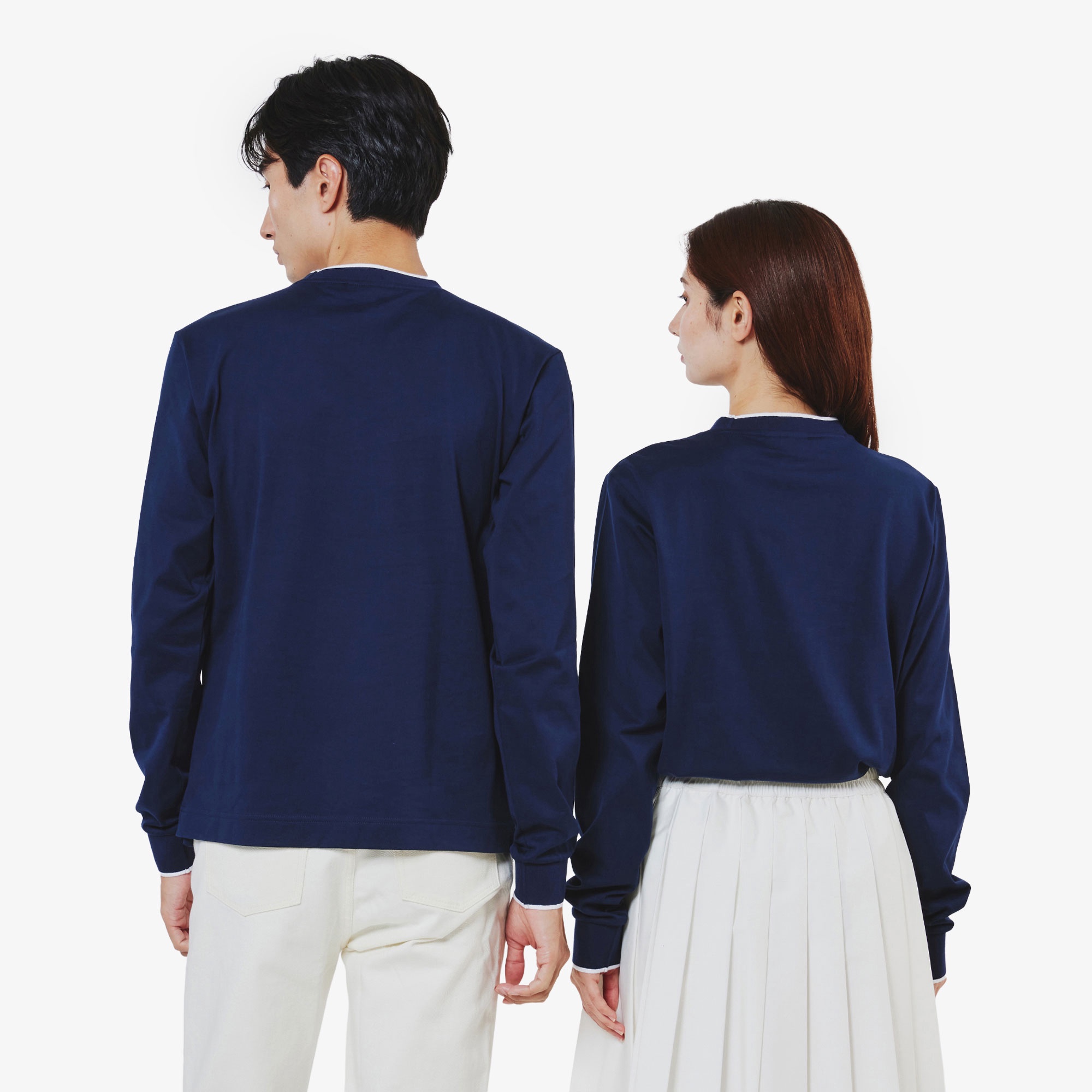 【オンライン限定】配色ラインリブ ロングスリーブ ロングTシャツ