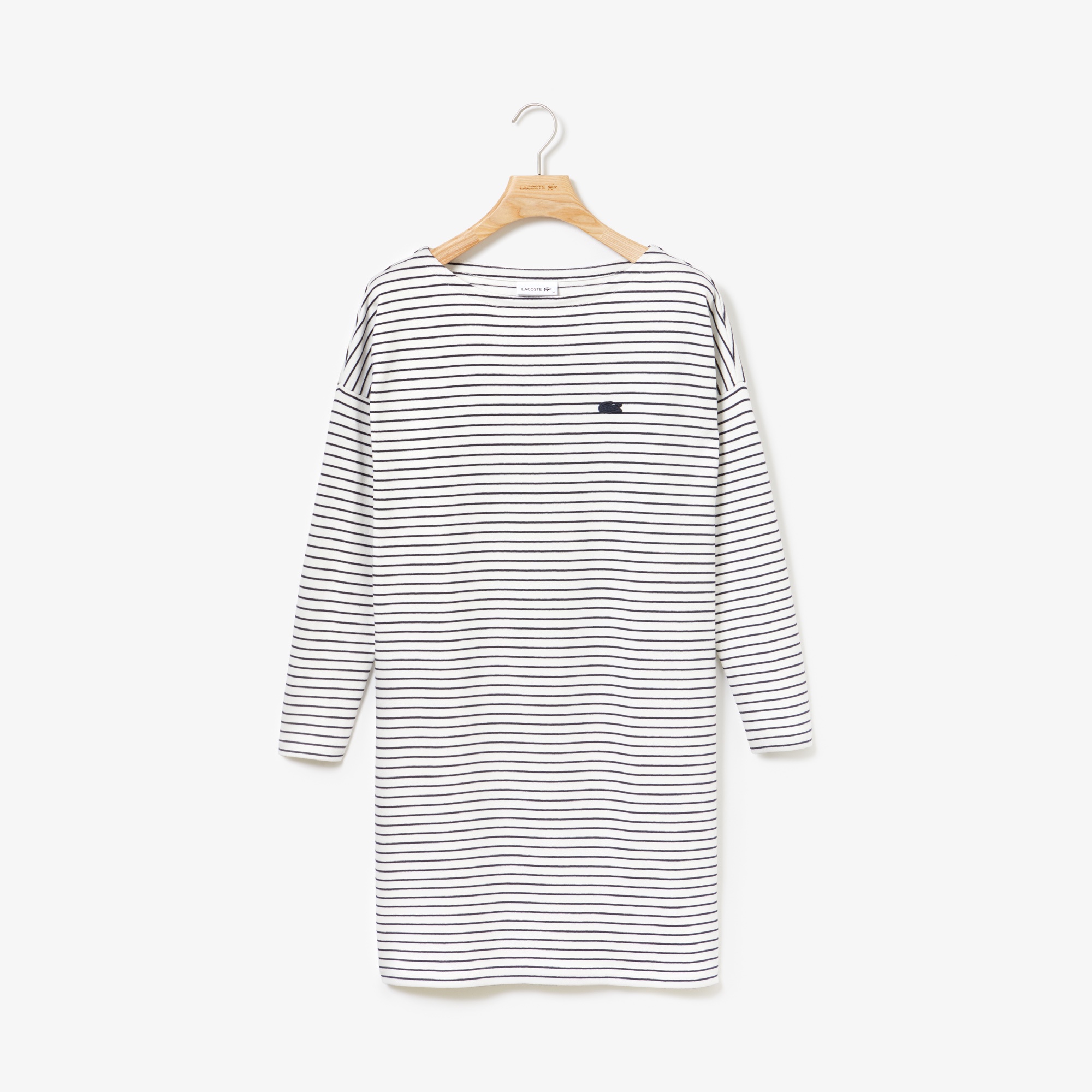 激安 即納 在庫限り Lacoste ラコステ ロングスリーブ ボーダーワンピース Ef12l ホワイト ネイビー 036 Mサイズ相当 新作 Tortellini Co
