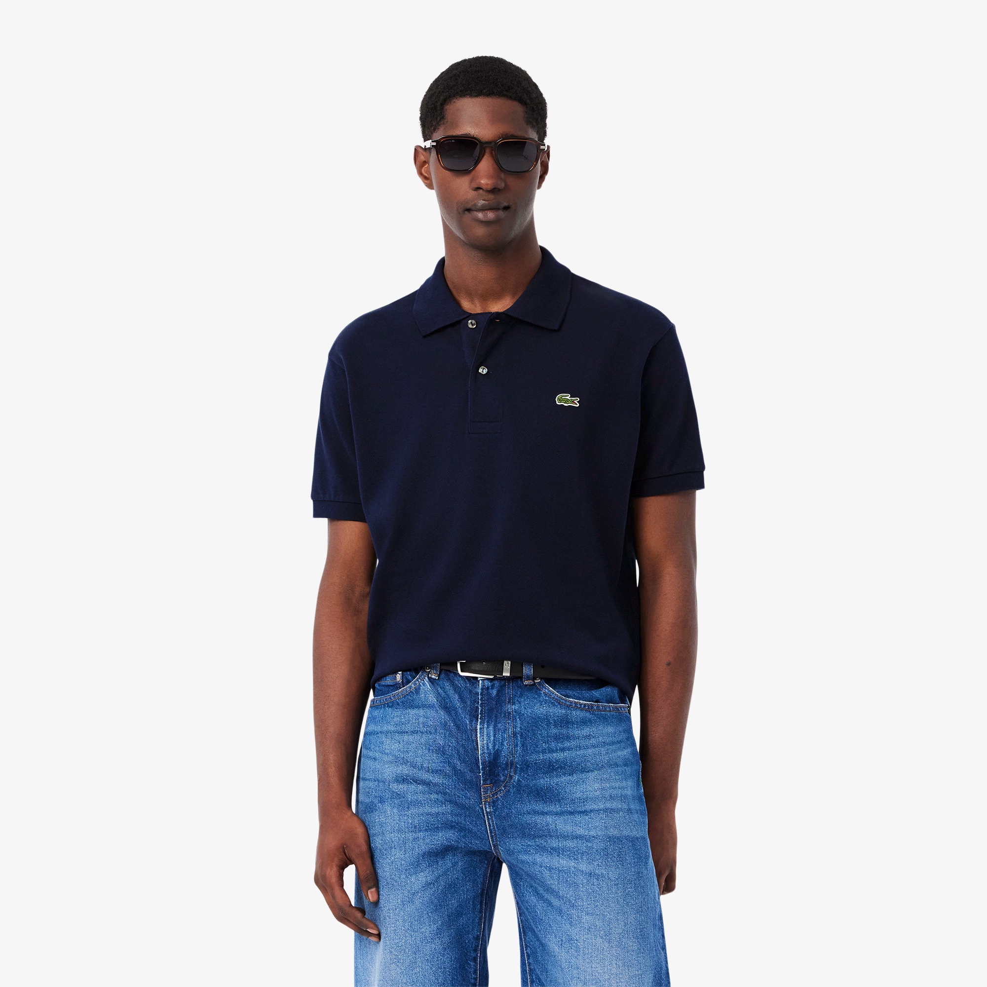 ラコステ　クラシックフィット　ポロシャツ　長袖　ネイビー　新品 Lacoste: ネイビー クラシックフィット 長袖ポロシャツ | SSENSE