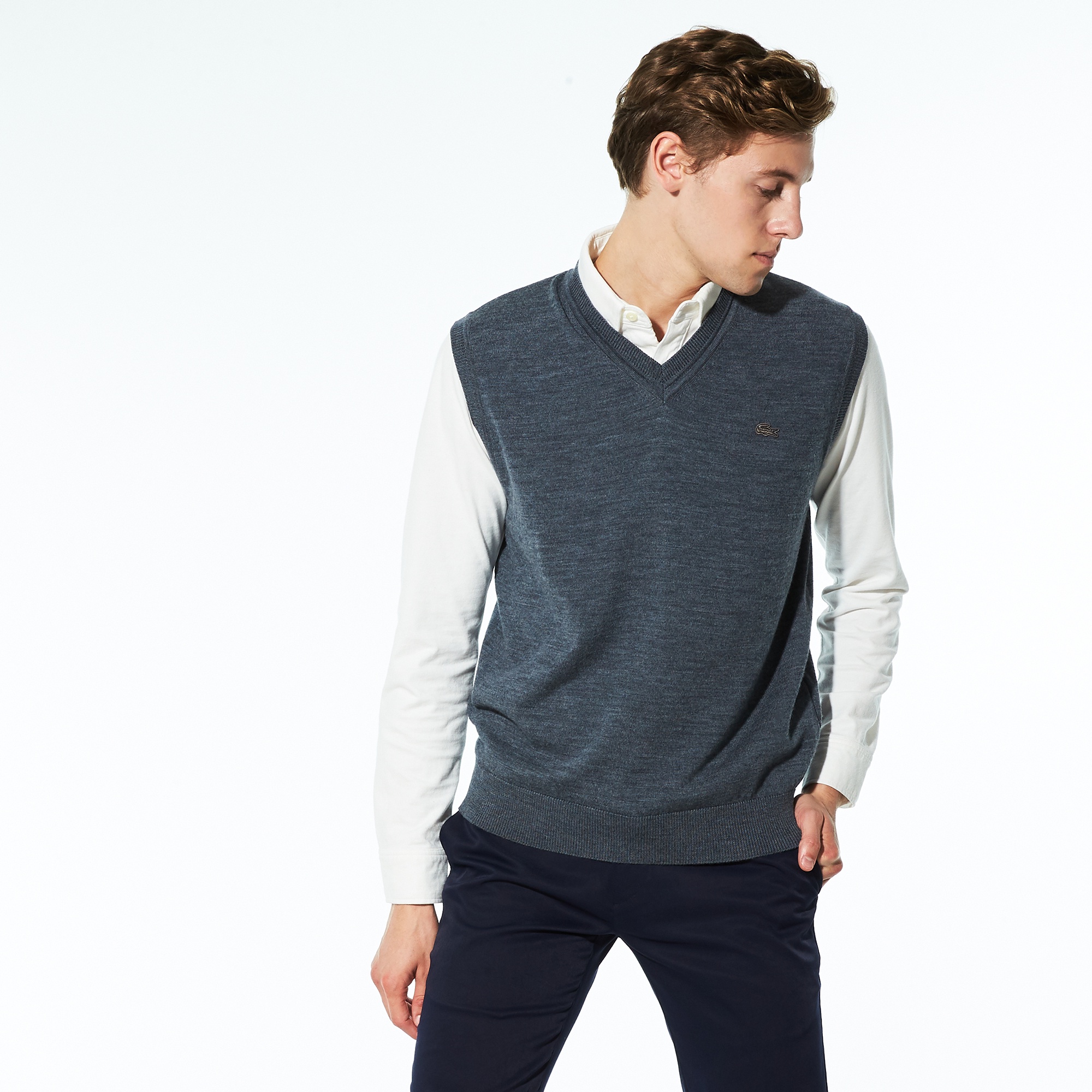 ウォッシャブル メリノウール Vネック ニット ベスト Ah370el ラコステ Lacoste 公式オンラインショップ