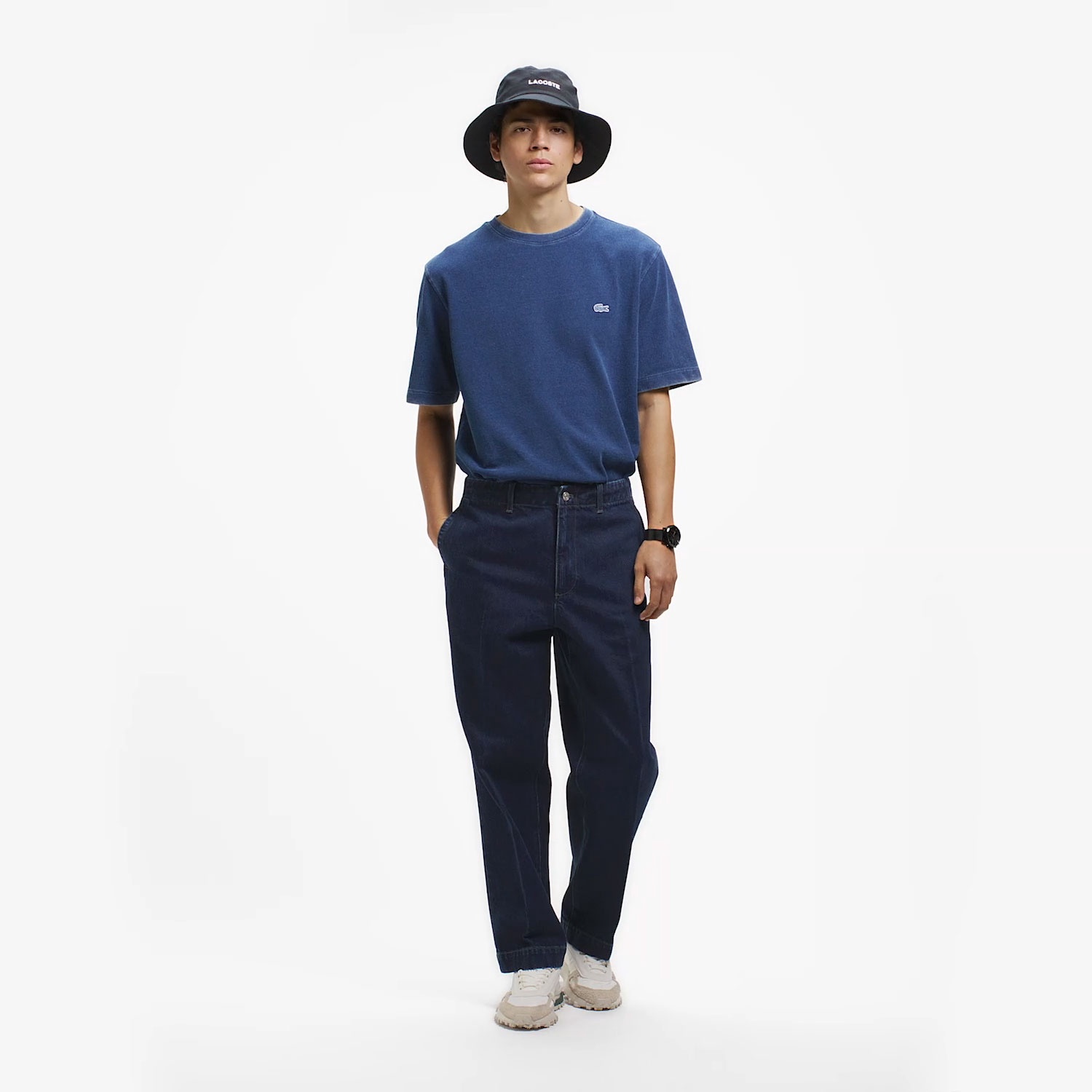 プリーツエフェクトデニム ワークパンツ