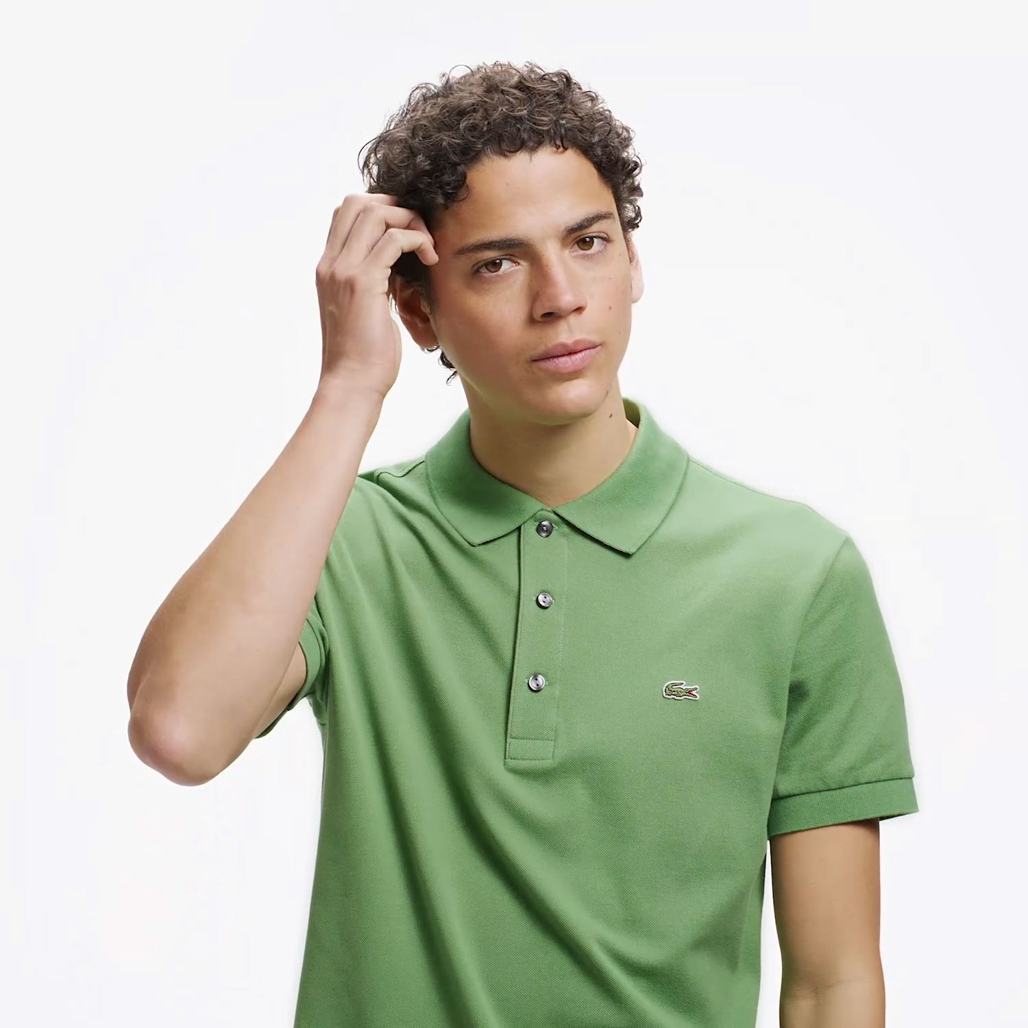 スリムフィットソリッドポロシャツ (半袖)