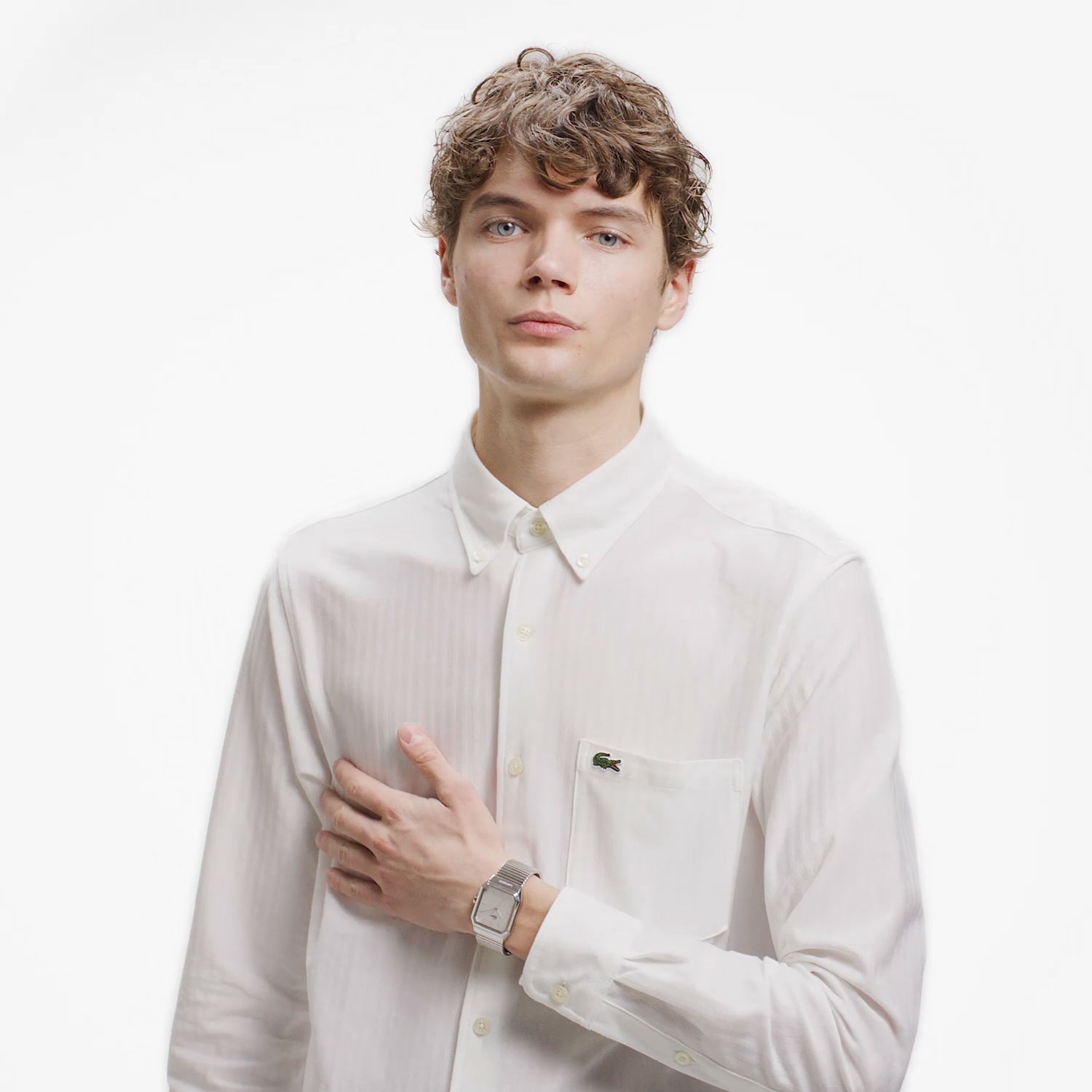 ジャカードストライプボタンダウンジャージシャツ