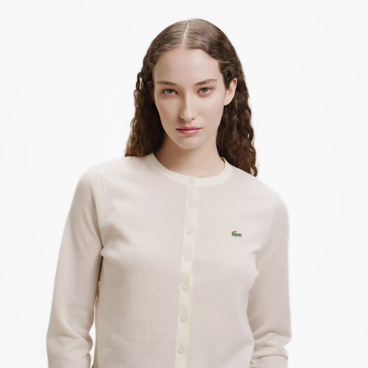 丸首ラメニットカーディガン