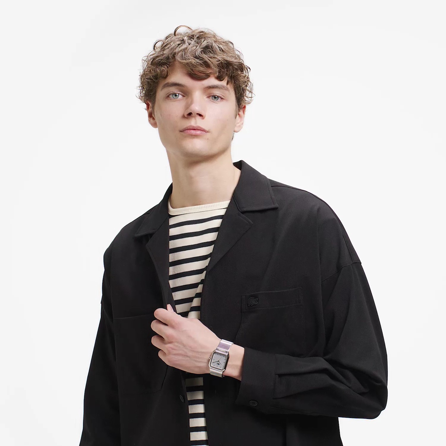 鹿の子地オープンカラーシャツジャケット