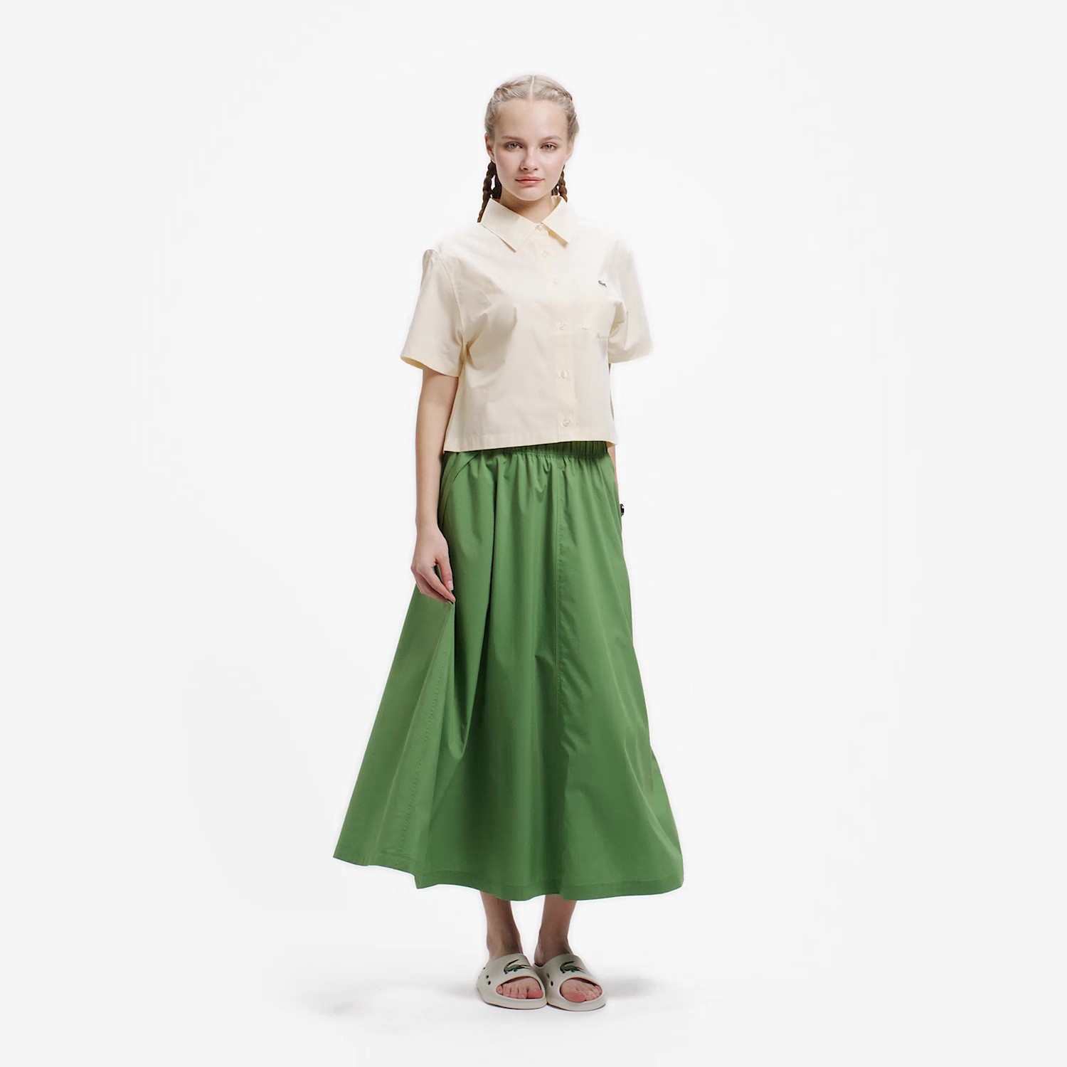 ストレッチタイプライターAラインギャザースカート