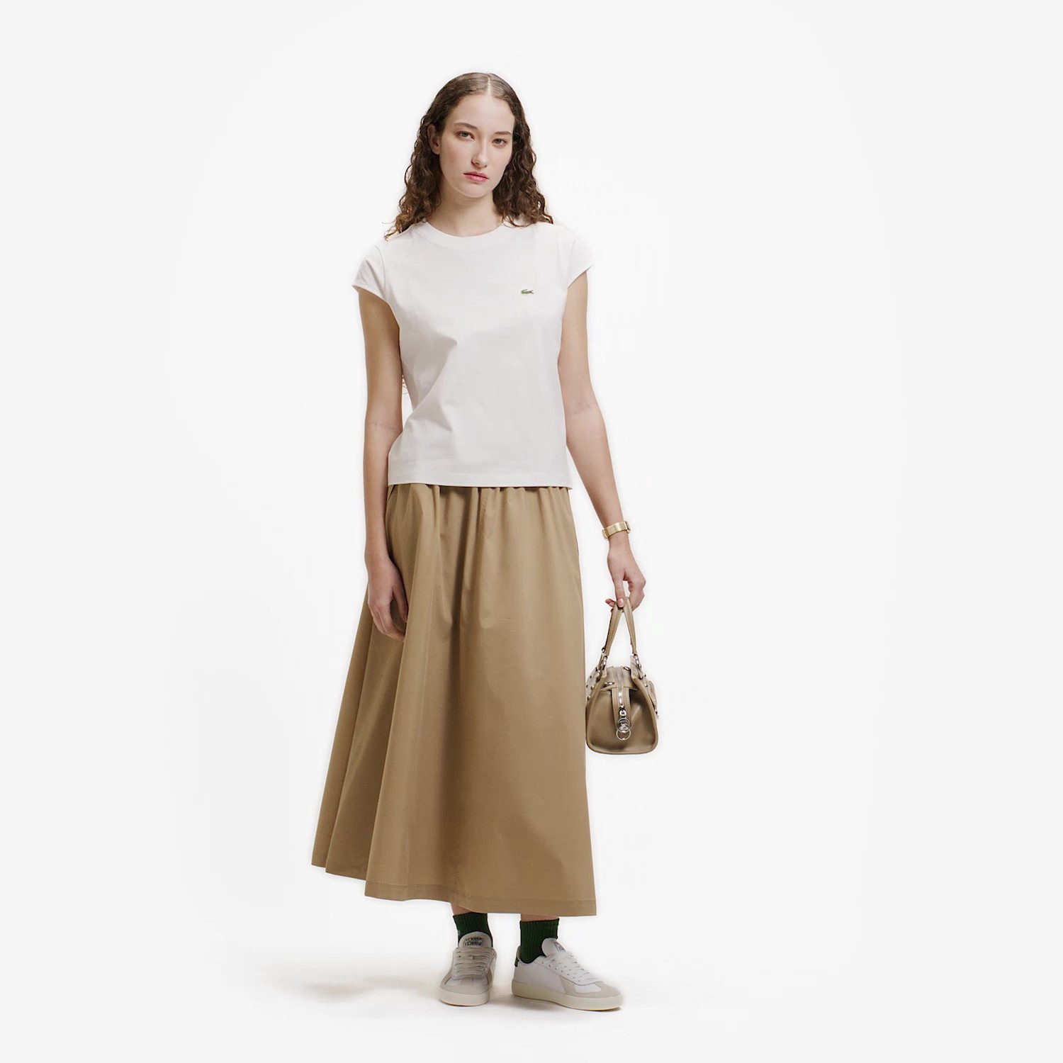 ストレッチタイプライターAラインギャザースカート