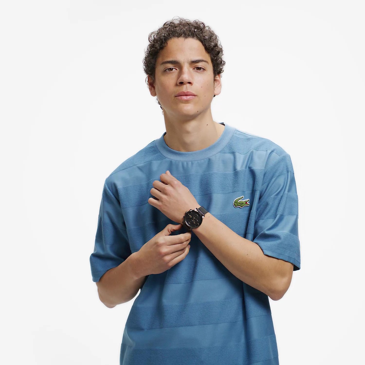 パイル地切り替え同色ボーダーTシャツ