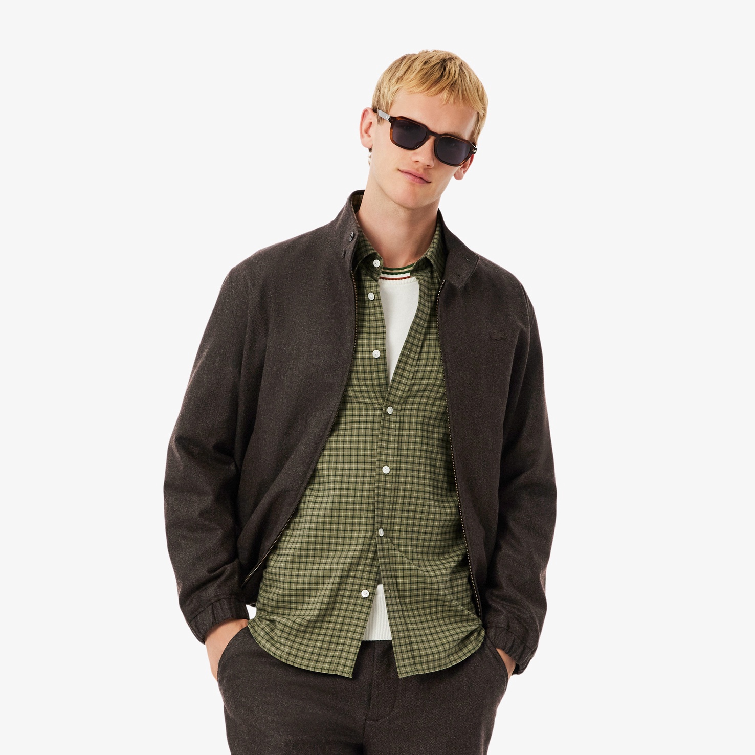 ウールツイードハリントンジャケット