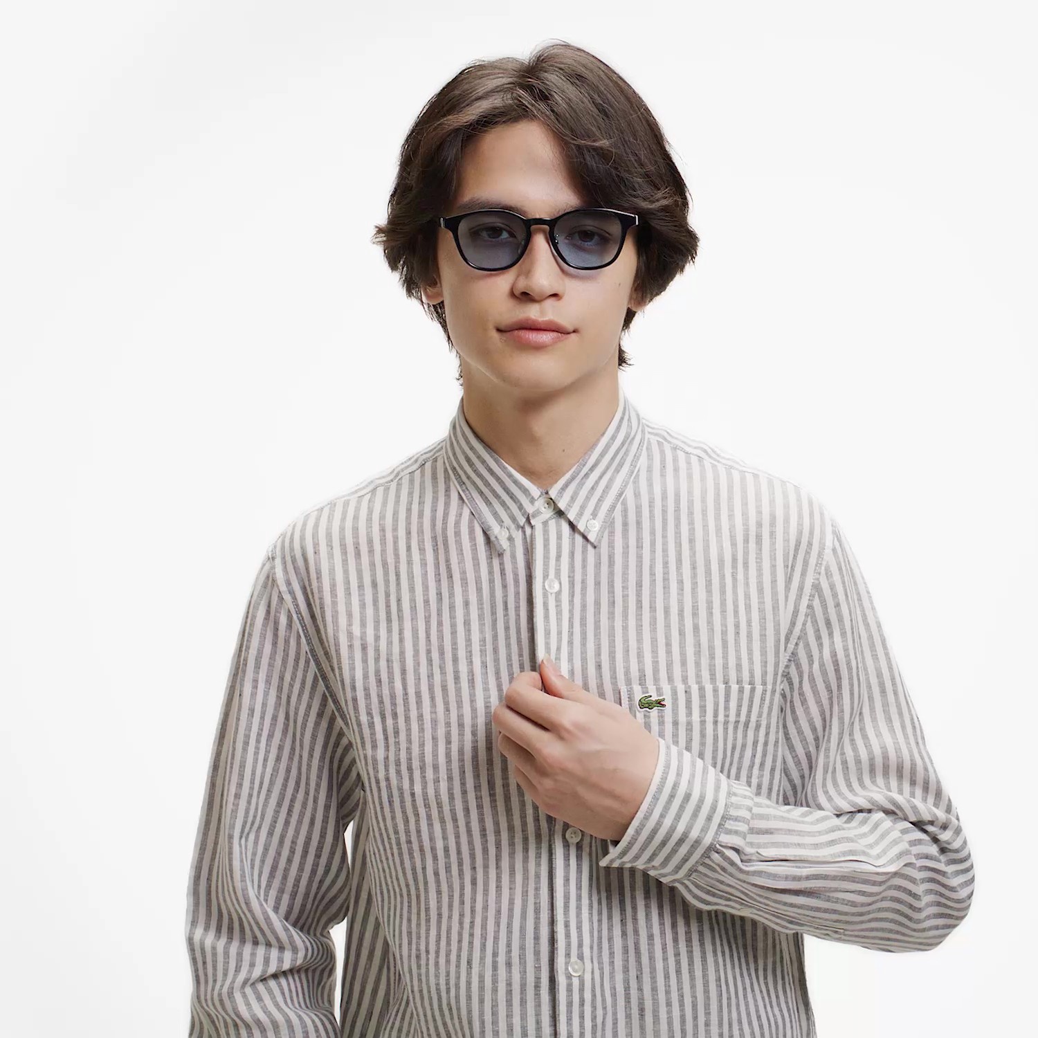 リネンストライプシャツ