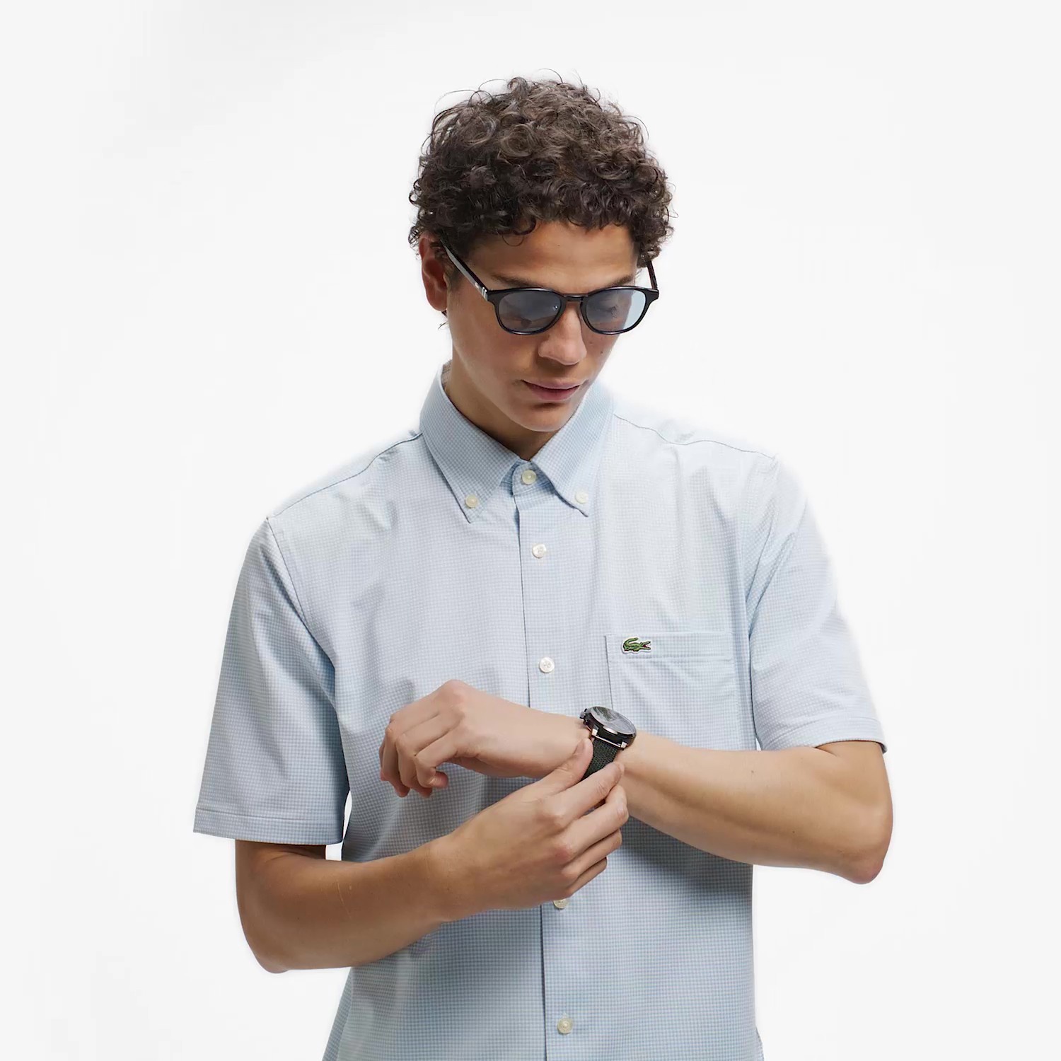 マイクロチェックジャージシャツ