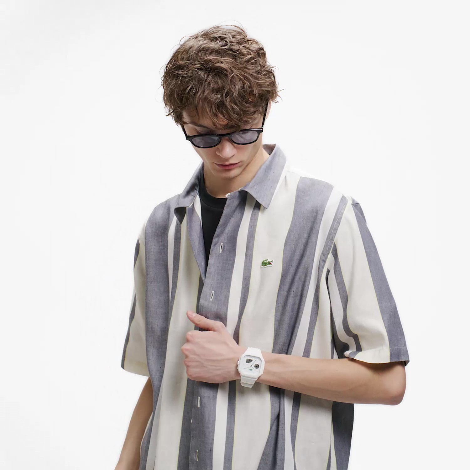 リネンブレンドオープンカラーシャツ