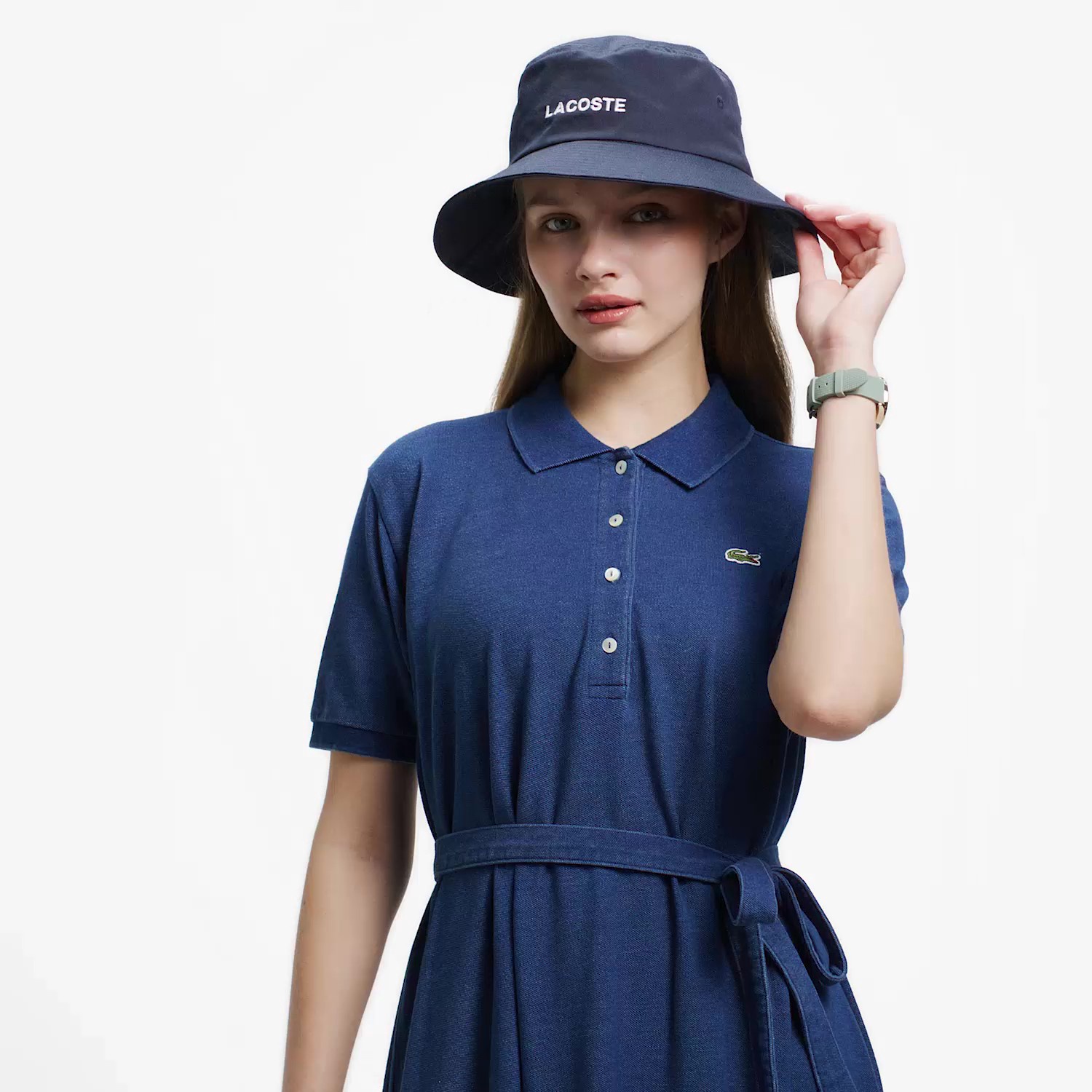 インディゴ鹿の子ポロドレス