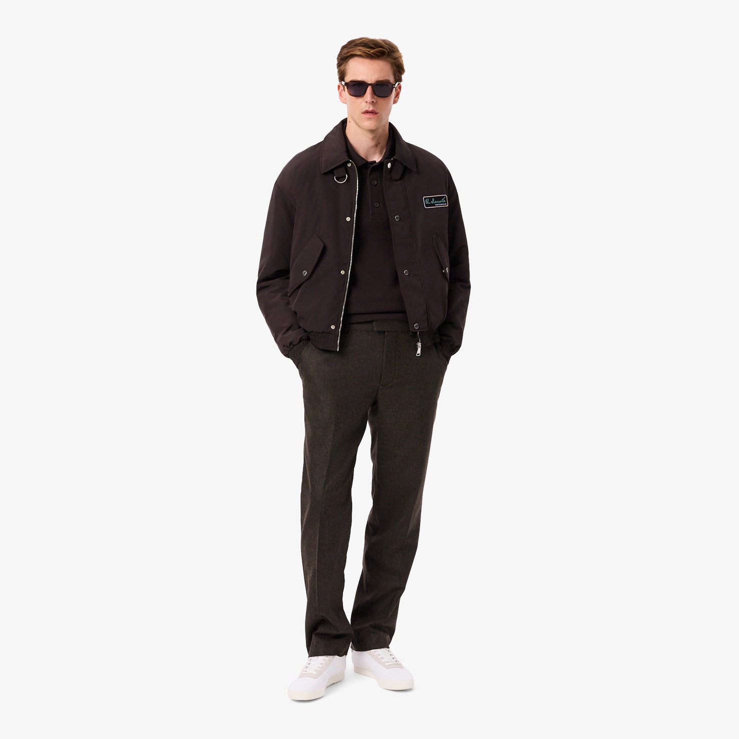 ウールブレンドヘリンボーンパンツ