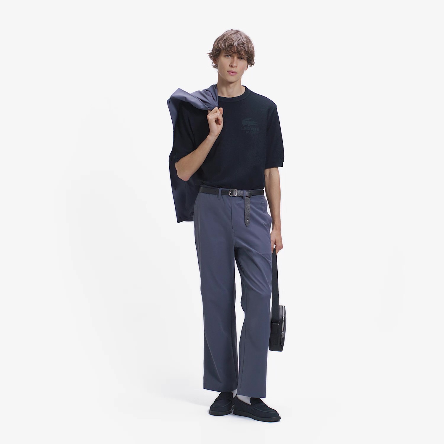 ポリエステルピーチワイドパンツ