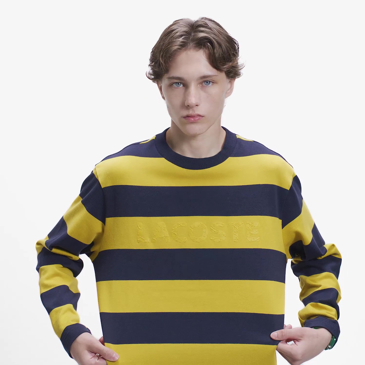 テクスチャーロゴ ボーダーロングスリーブTシャツ