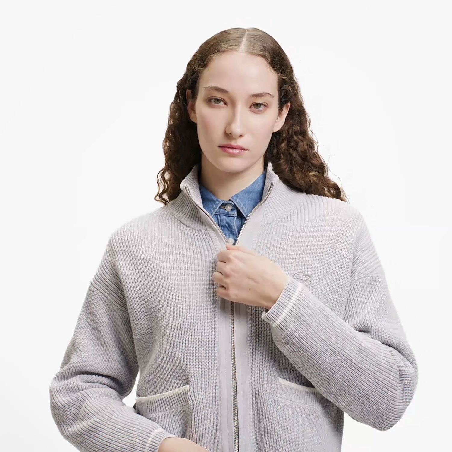 ジップアップローゲージニットブルゾン